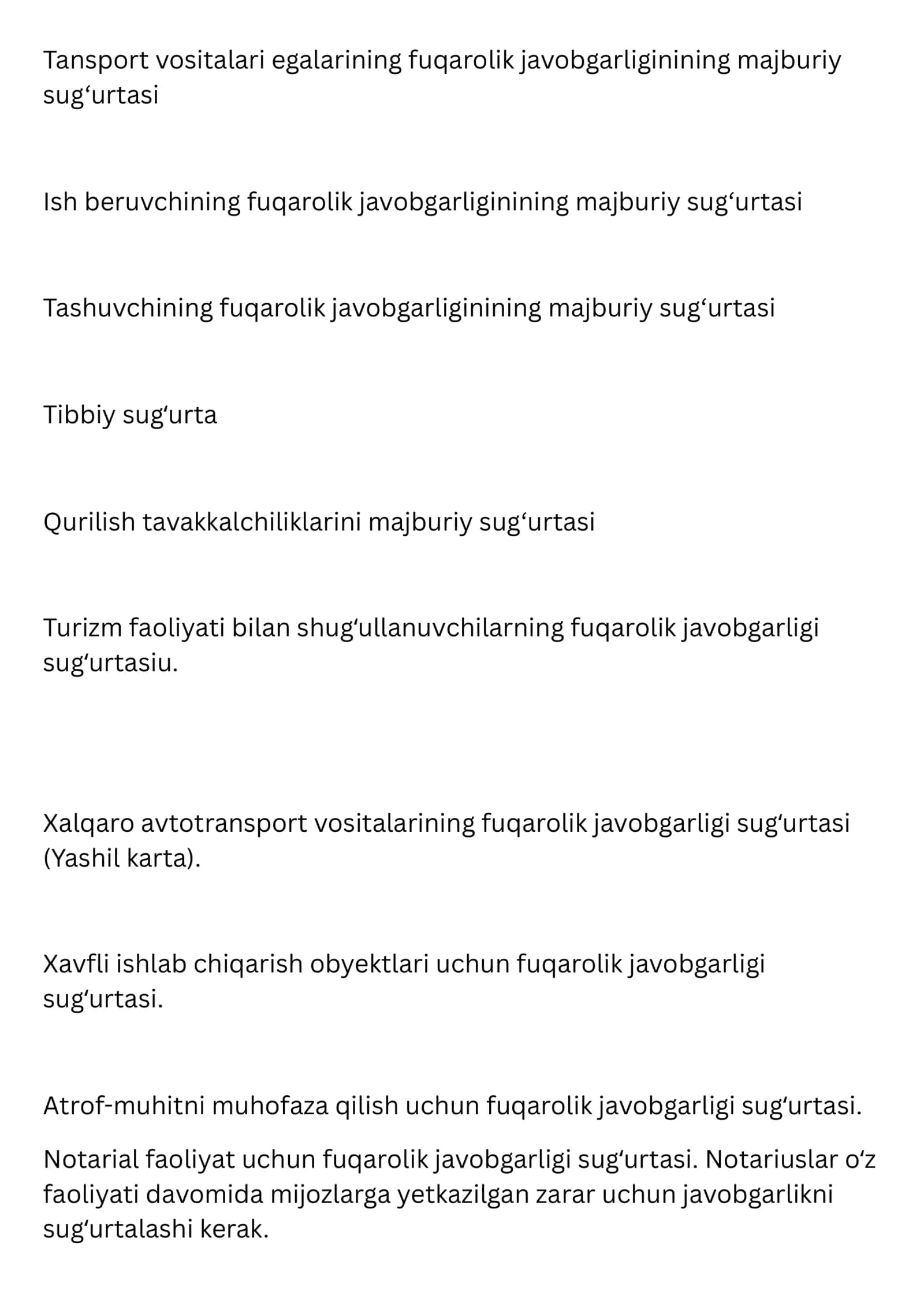 Oʻzbekistonda majburiy sugʻurta 1