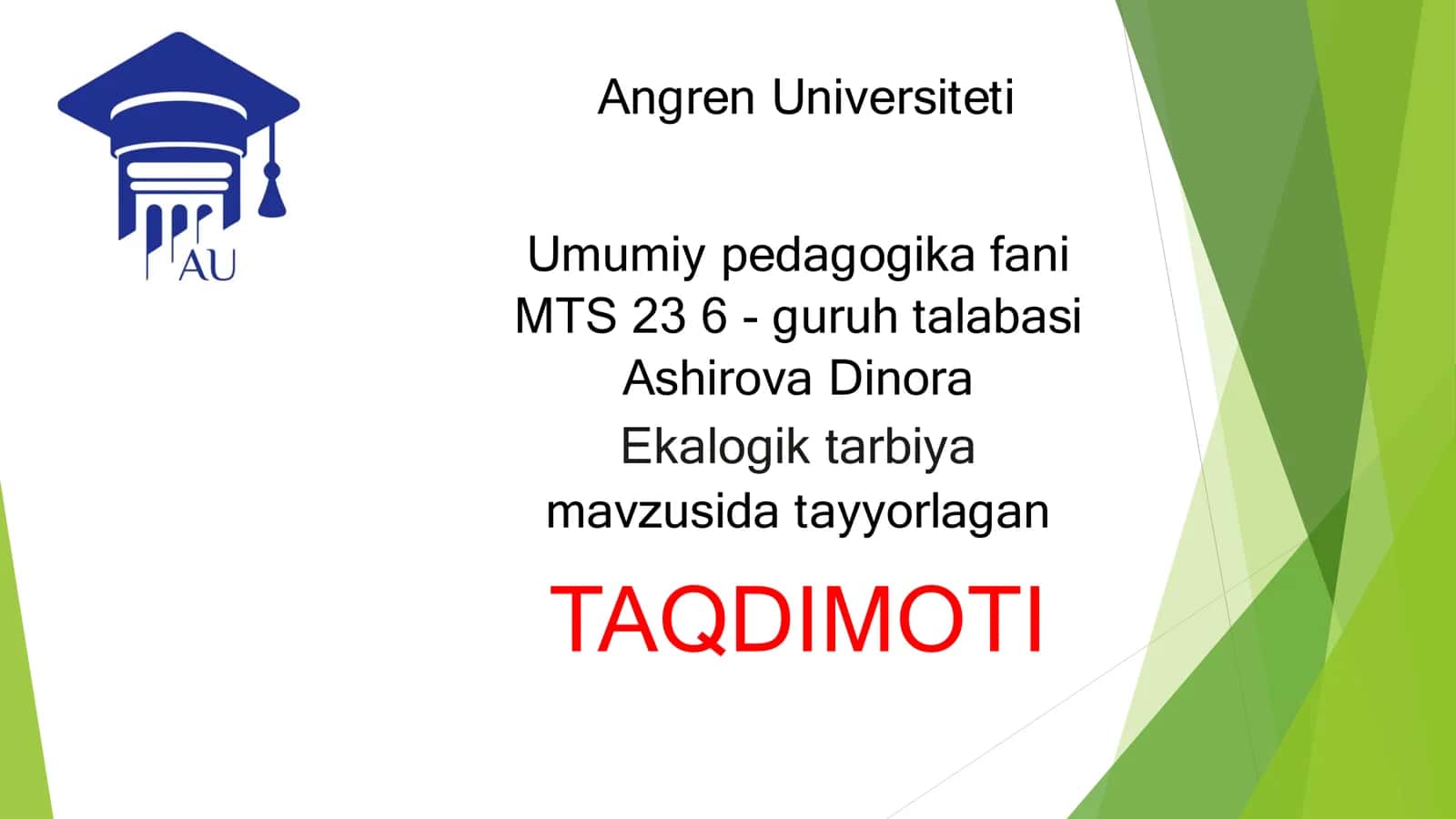 Ekologik tarbiya 1