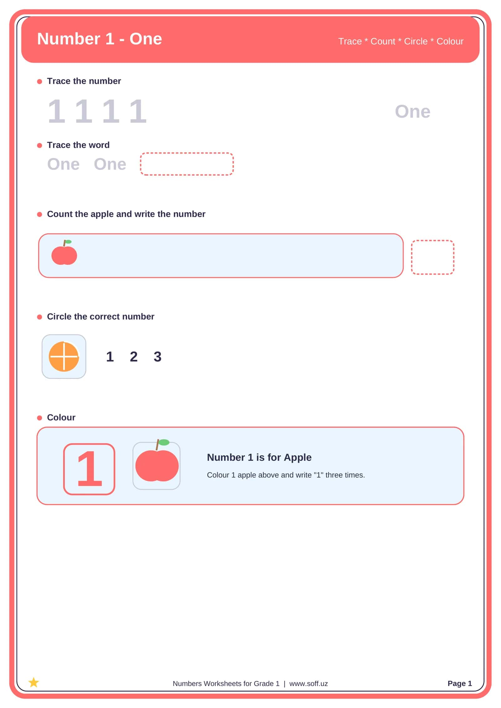 Numbers Worksheets for Grade 1 1