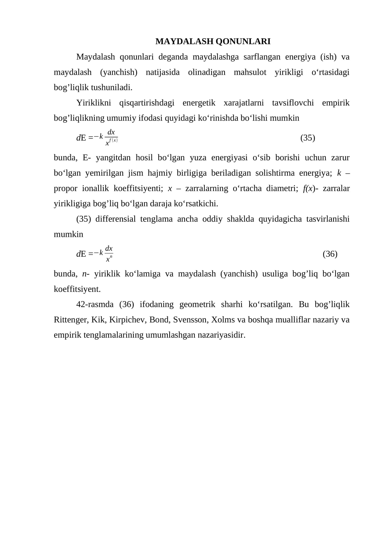 MAYDALASH QONUNLARI 1