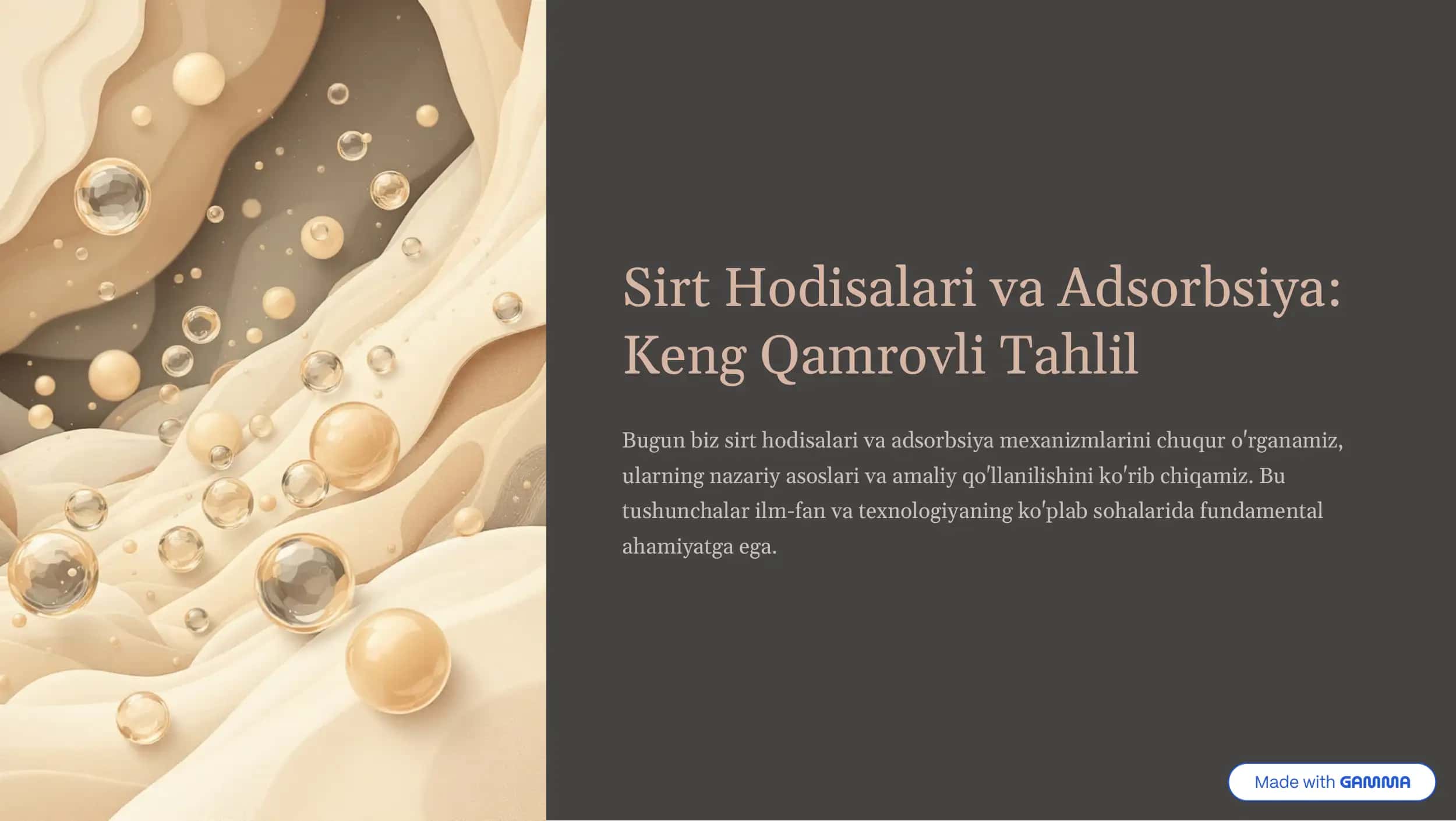 Sirt Hodisalari va Adsorbsiya 1