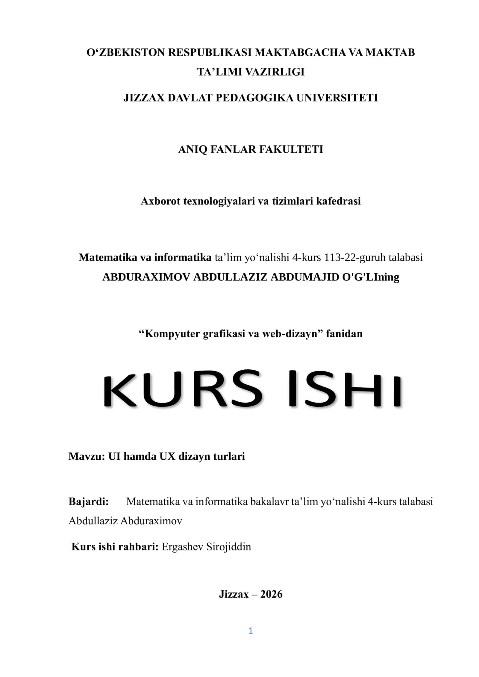 UI hamda UX dizayn turlari 1