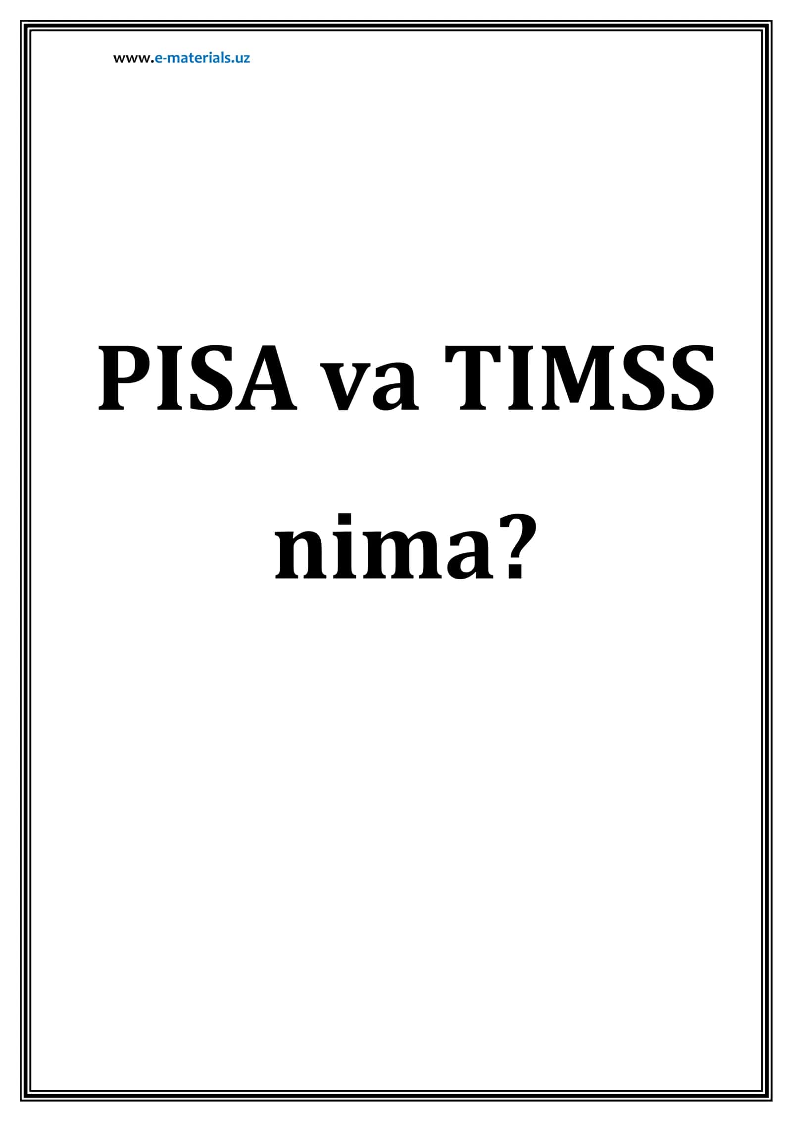 PISA va TIMSS 1
