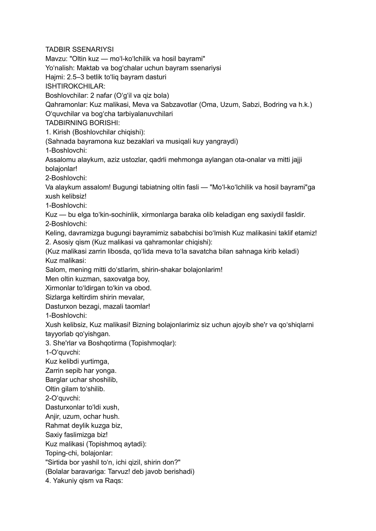 TADBIR SSENARIYSI 1