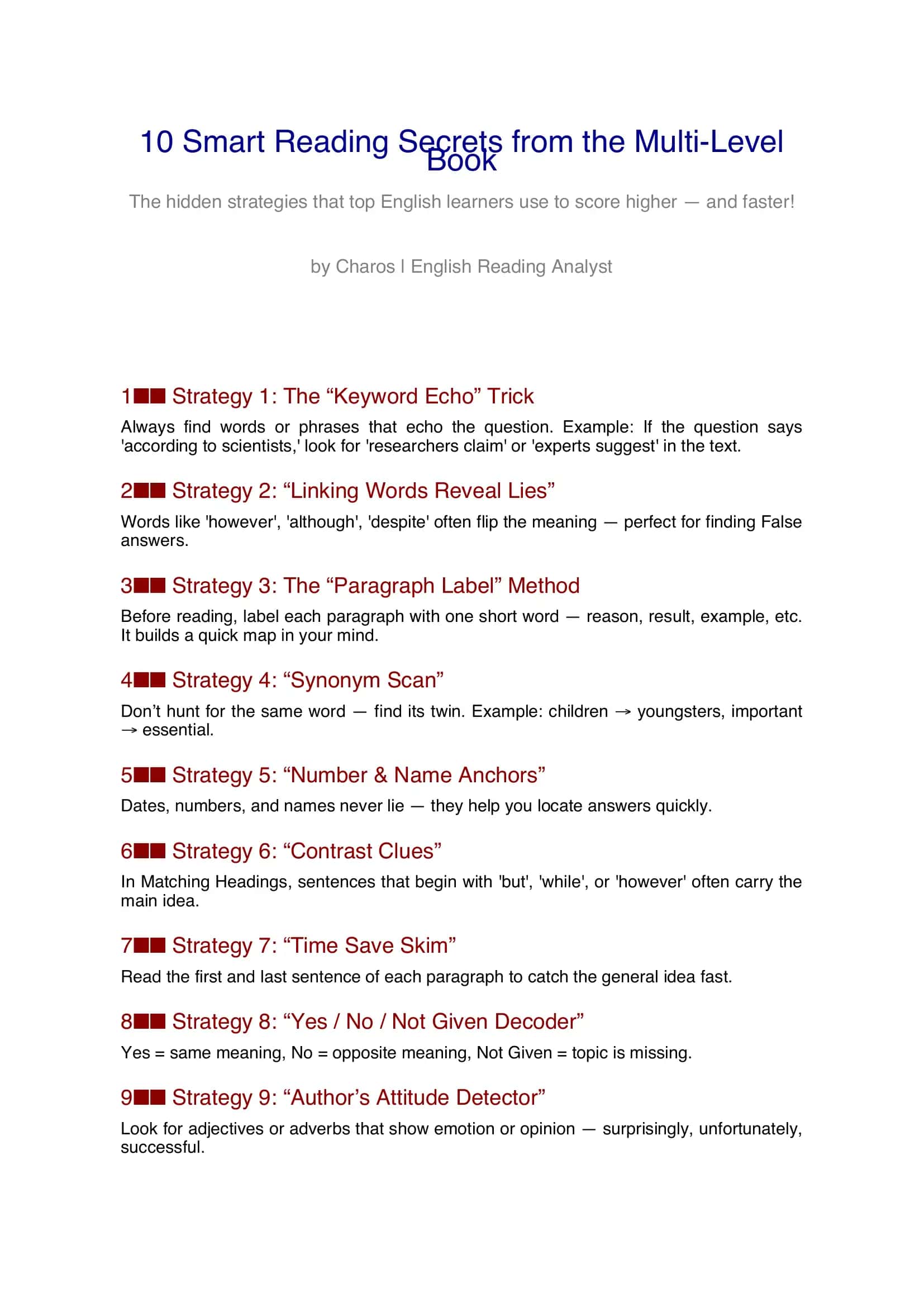 The best secret of reading analysis 1
