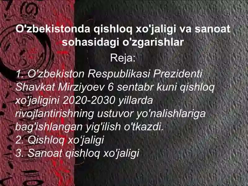 Qishloq xo'jaligi va sanoat