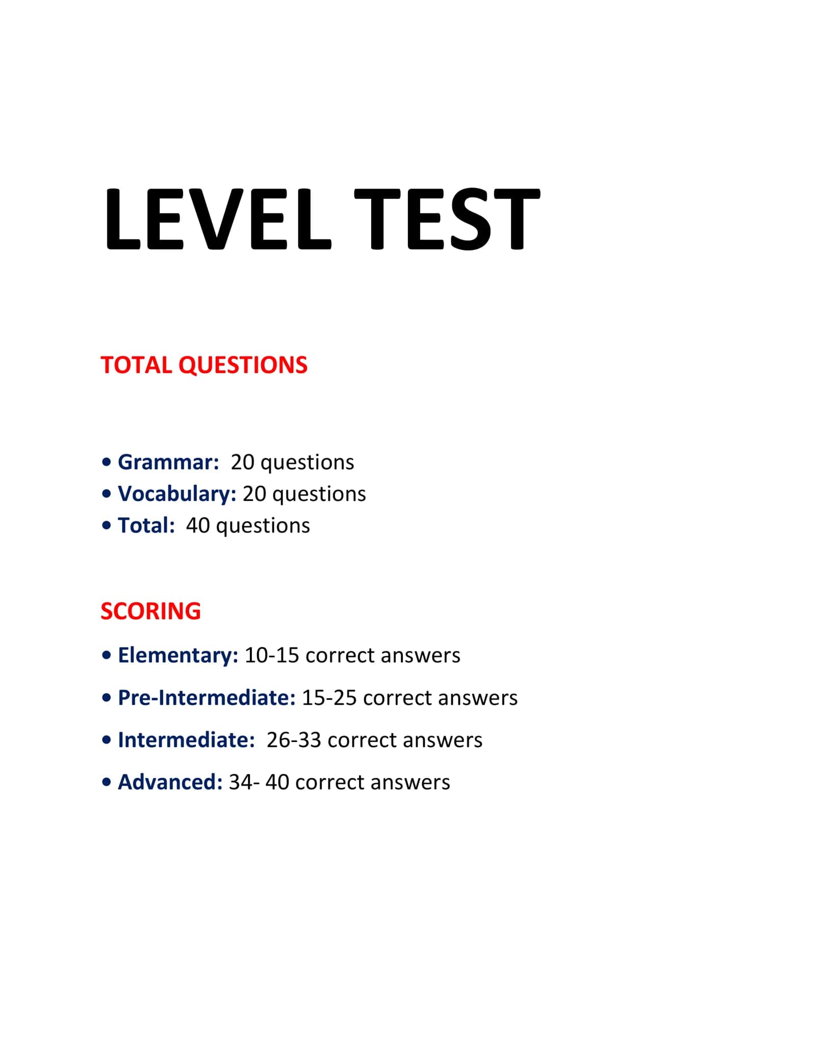 LEVEL TEST 1