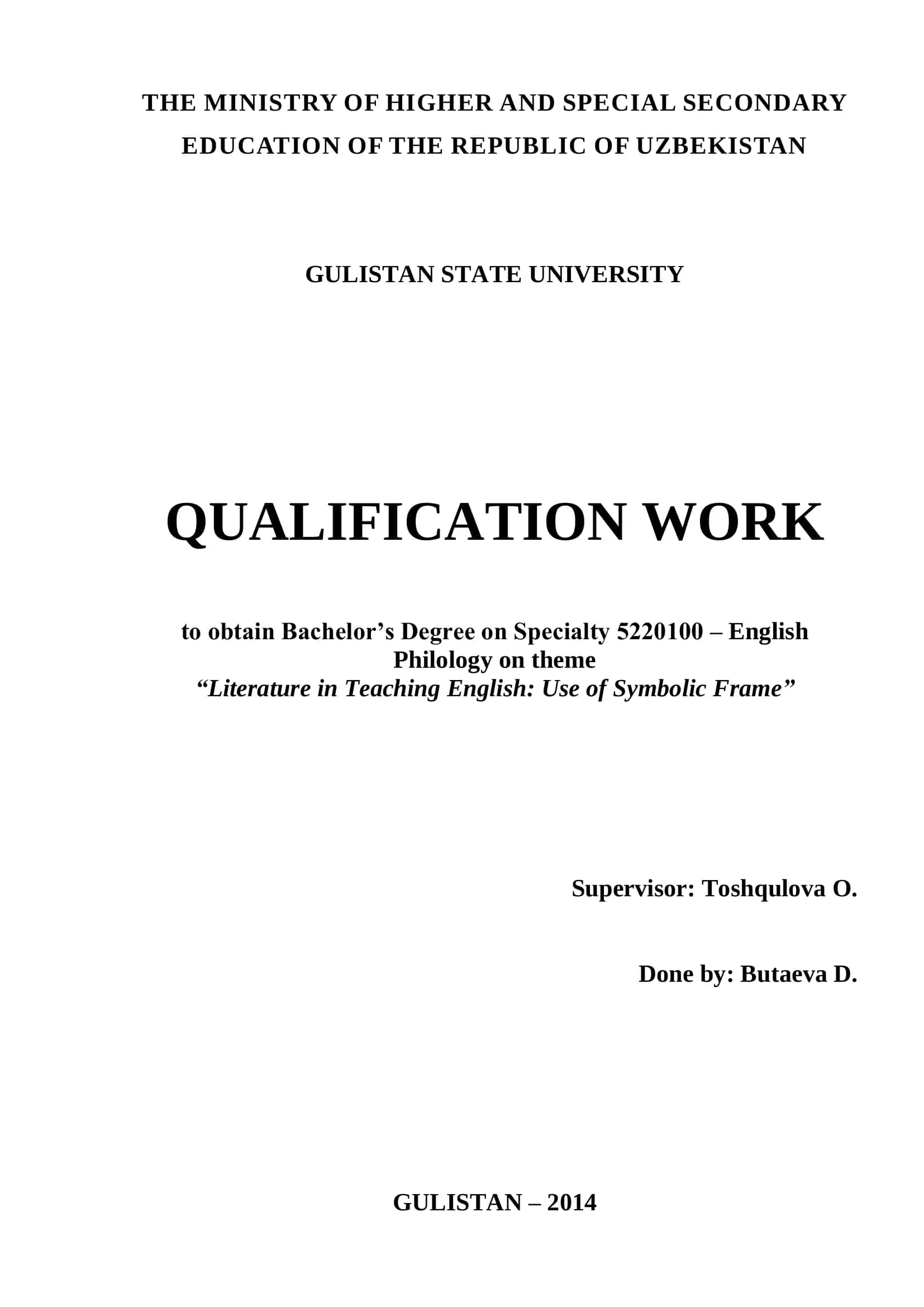 QUALIFICATION WORK - GULISTAN STATE UNIVERSITY 1