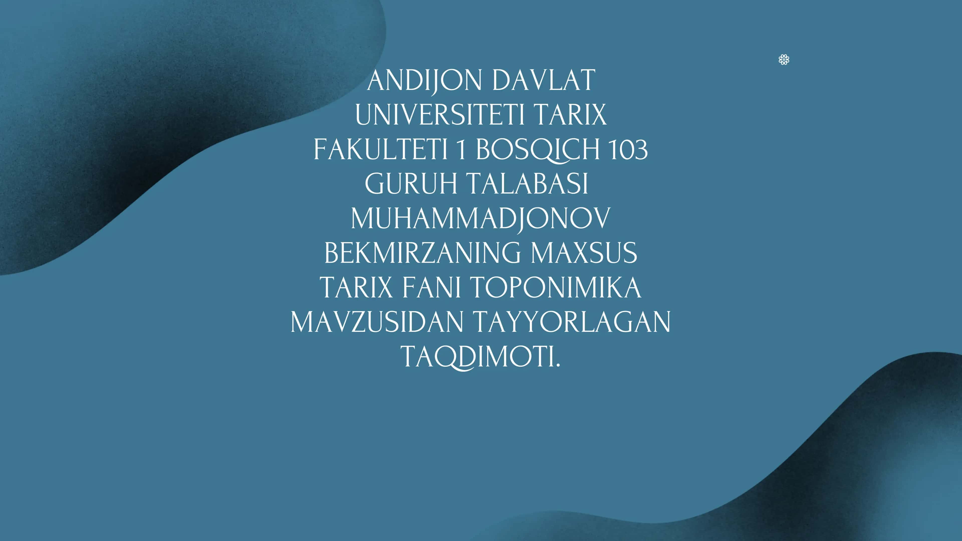 Toponimika yordamchi tarix fani 1
