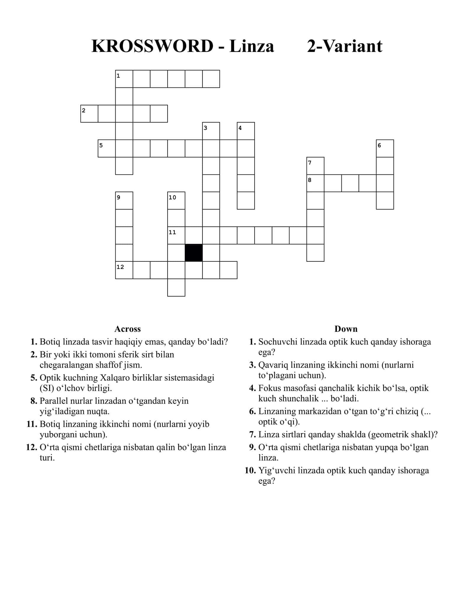 KROSSWORD - Linza 🔍 2-Variant 1