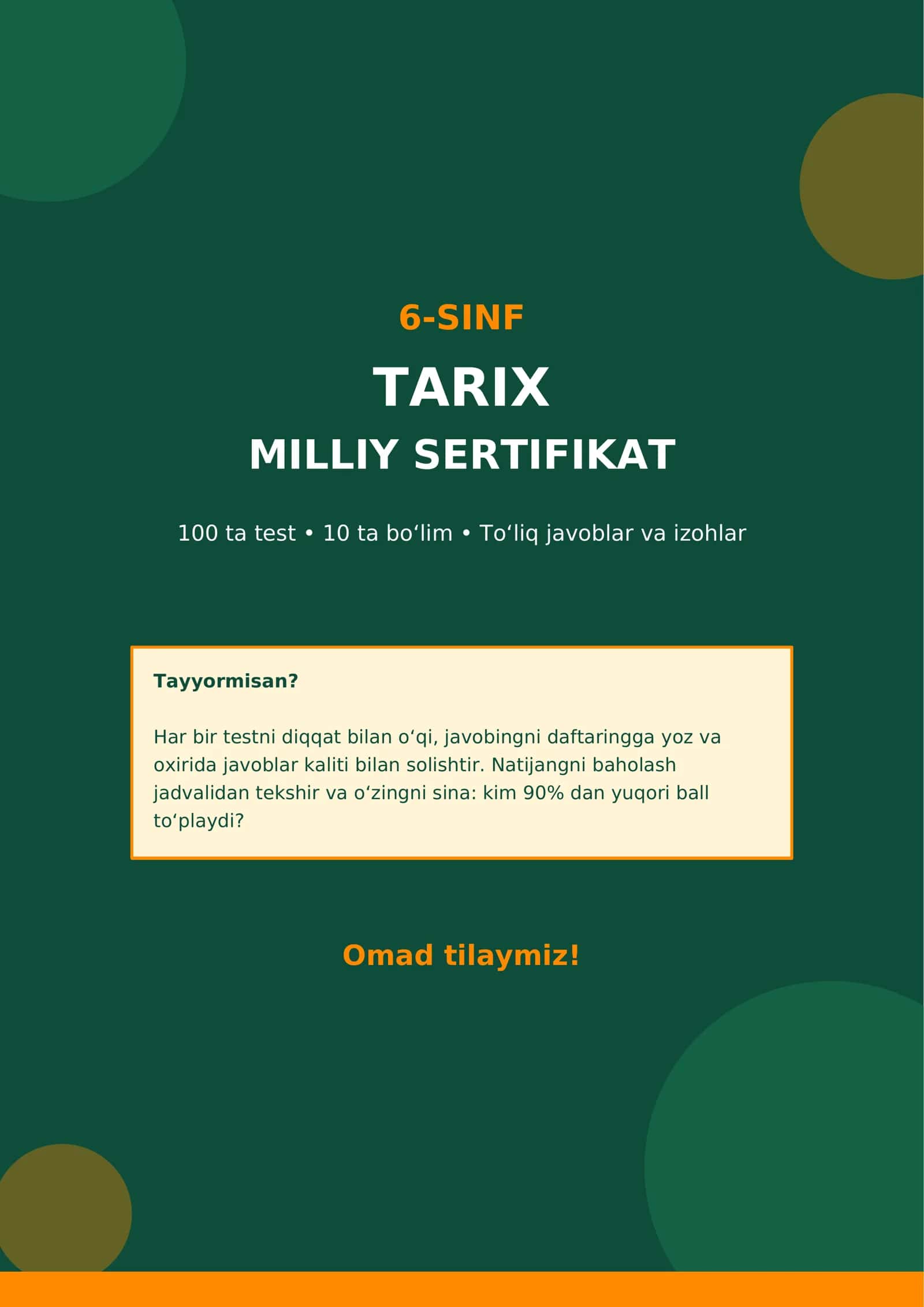 MILLIY SERTIFIKAT TAYYORGARLIGI 6-SINF TARIX 1