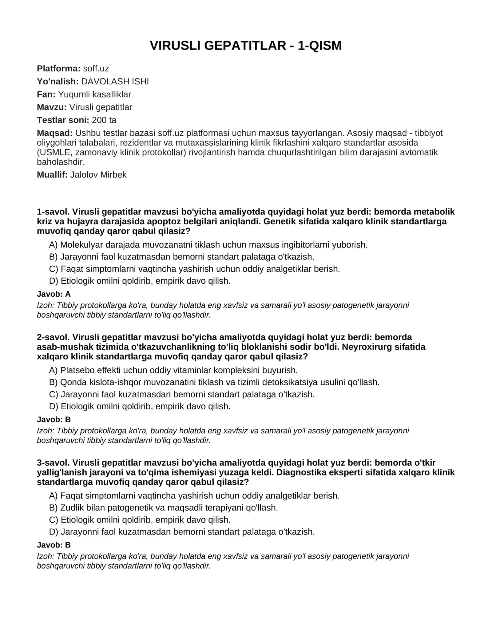 VIRUSLI GEPATITLAR - 1-QISM 1