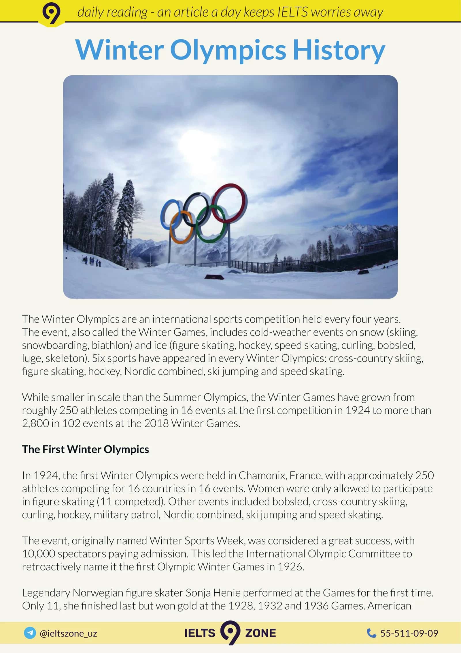 Winter Olympics History 1