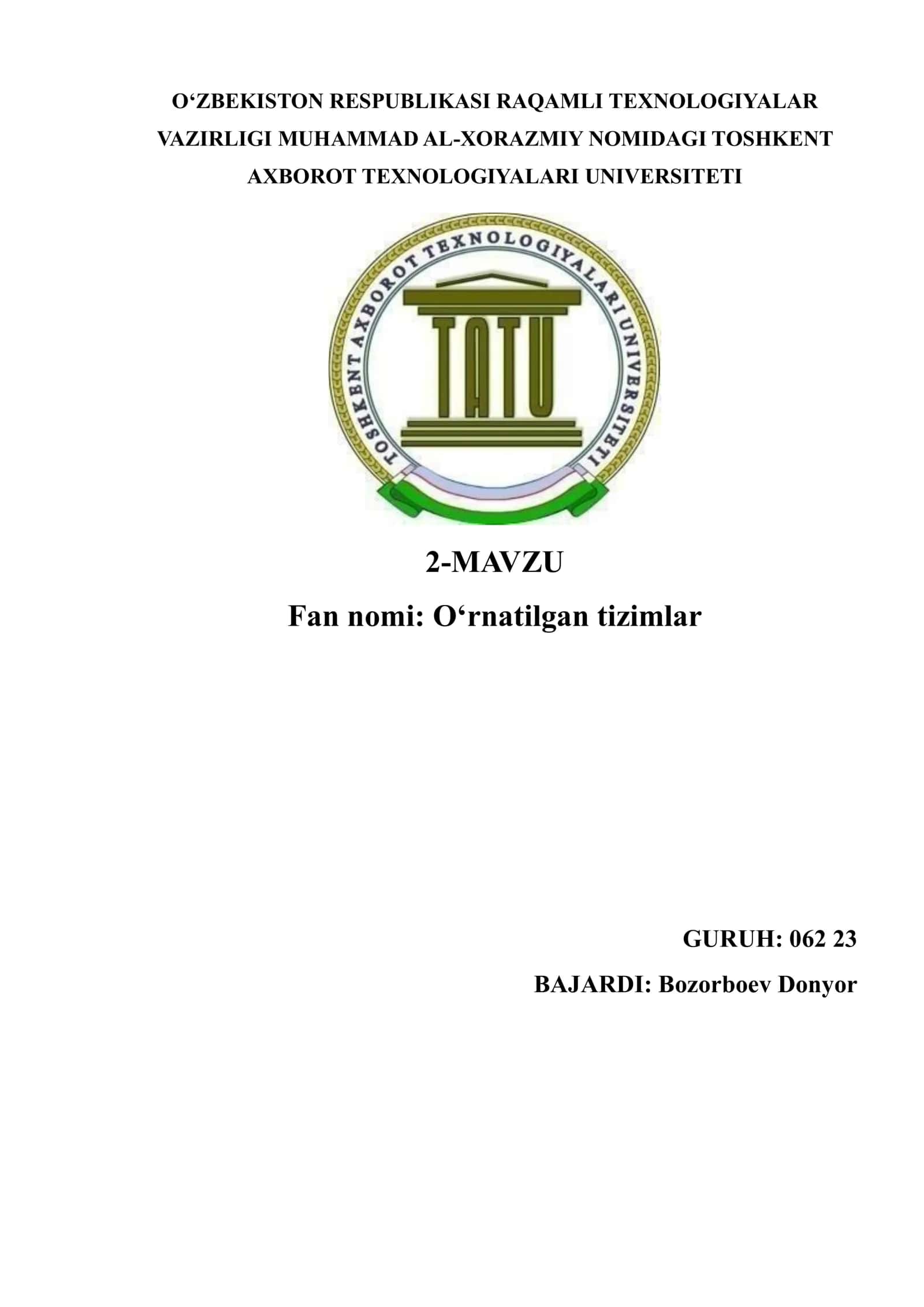 O‘rnatilgan tizimlar 1