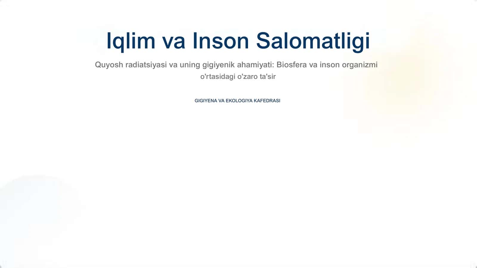 Iqlim va Inson Salomatligi 1