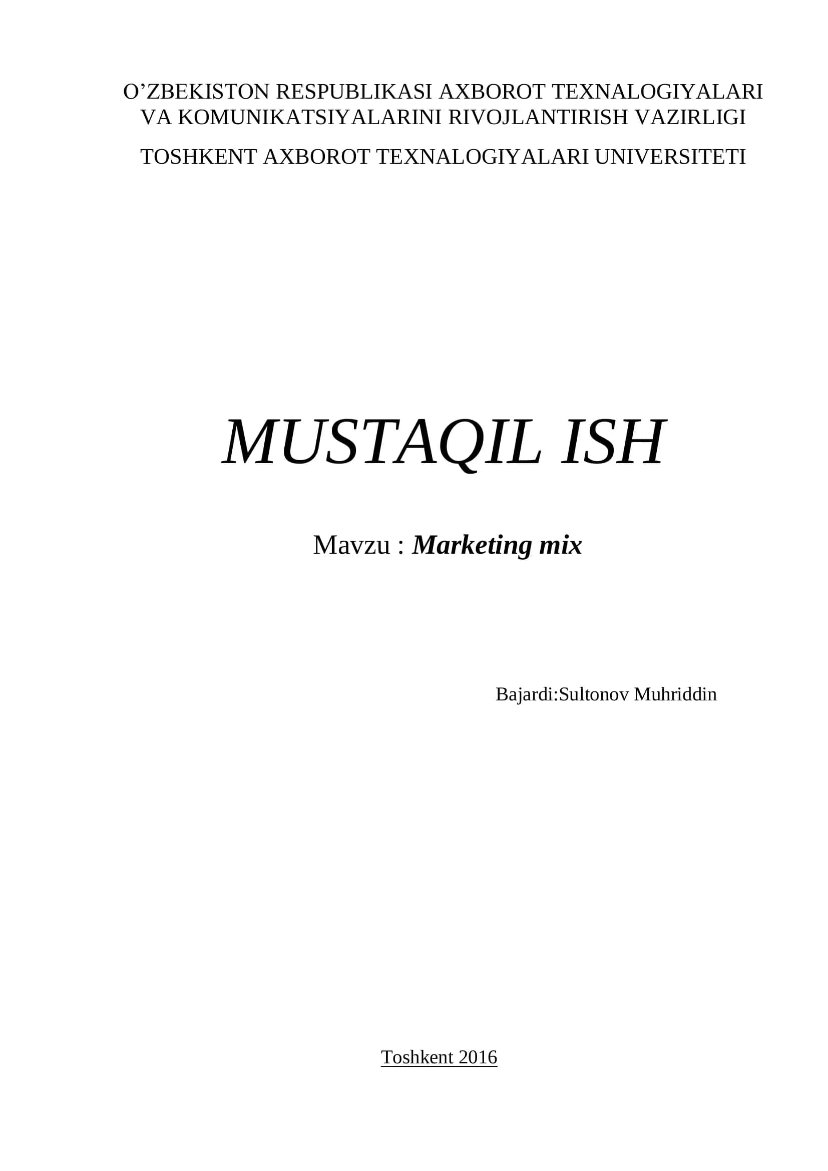 Marketing mix 1