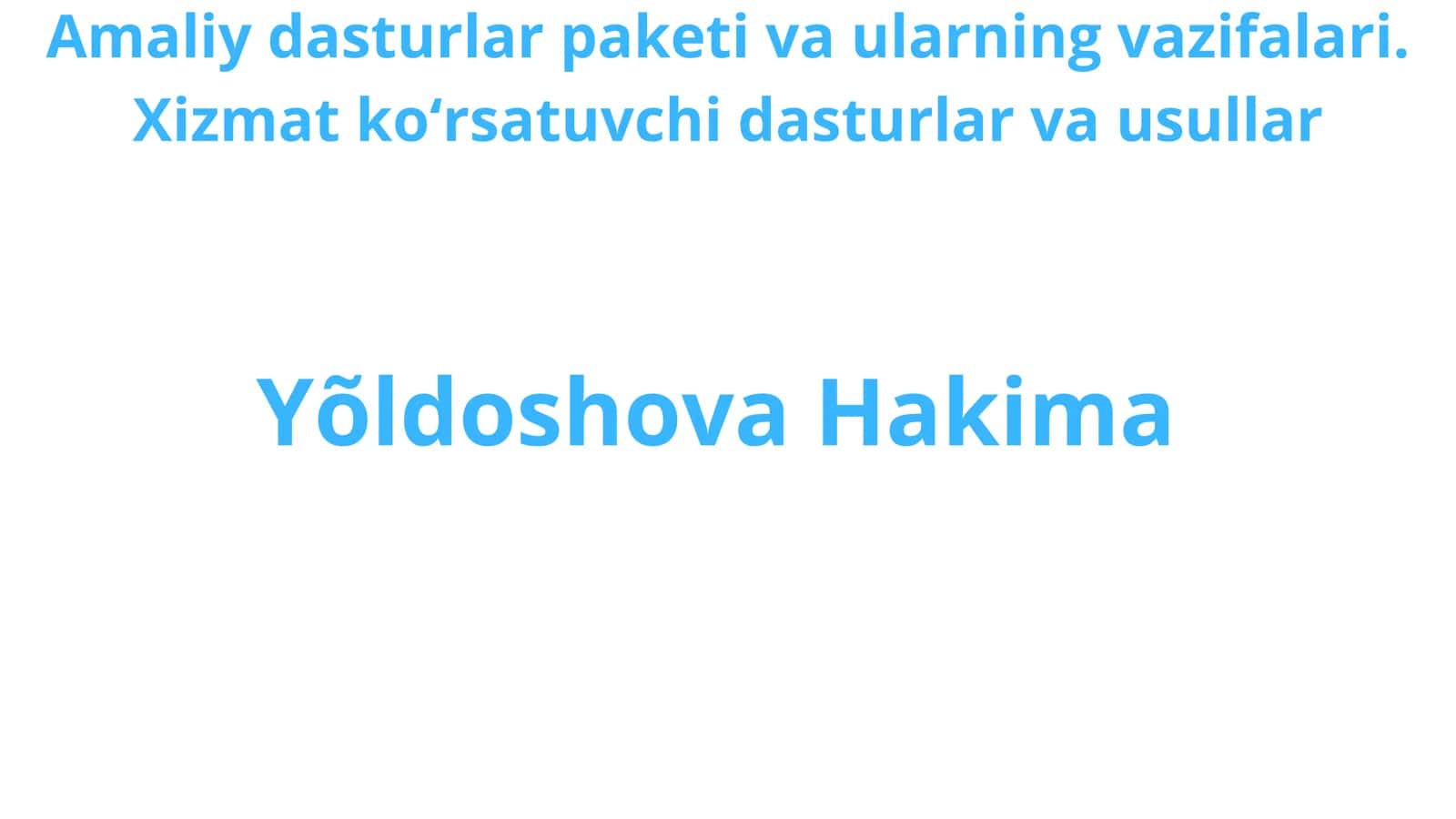 Amaliy Dasturlar Paketi 1