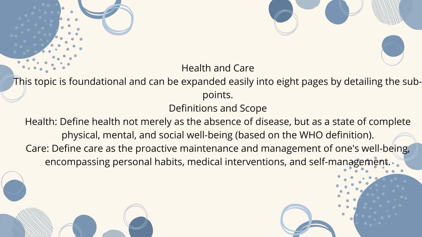 Health and Care 1