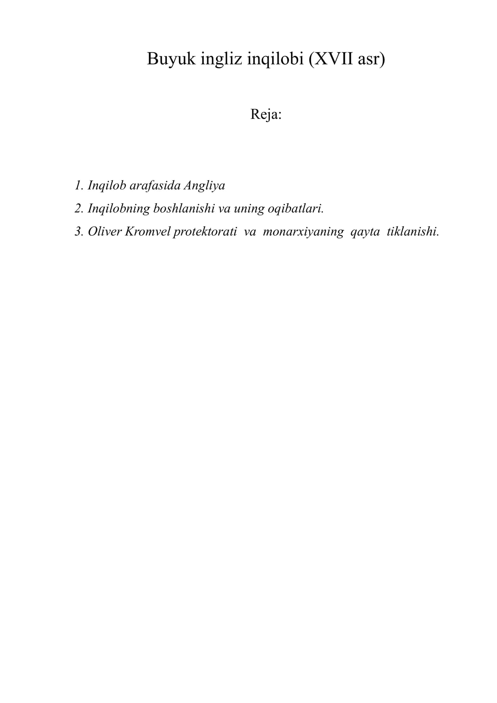 Buyuk ingliz inqilobi (XVII asr) 1