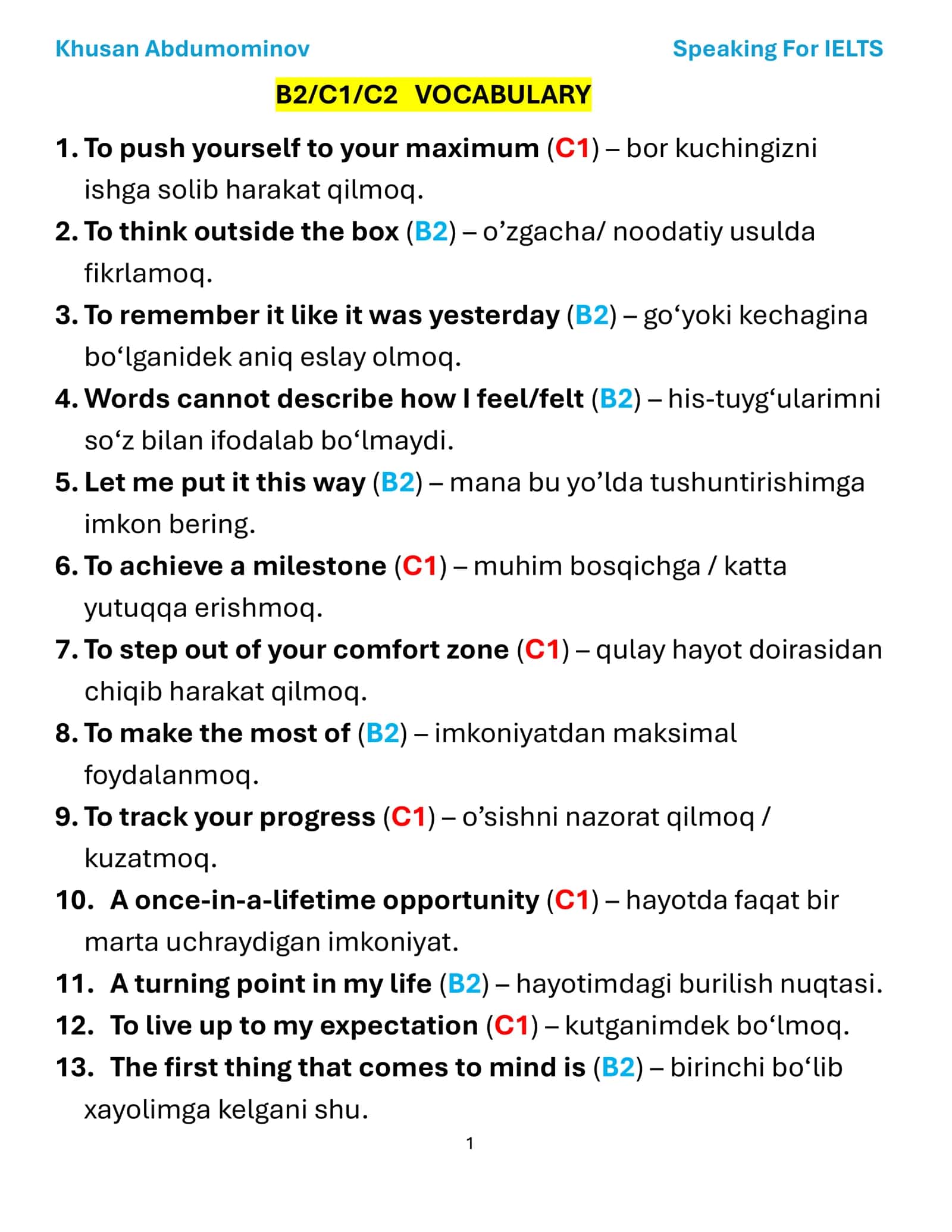 Speaking For IELTS 1