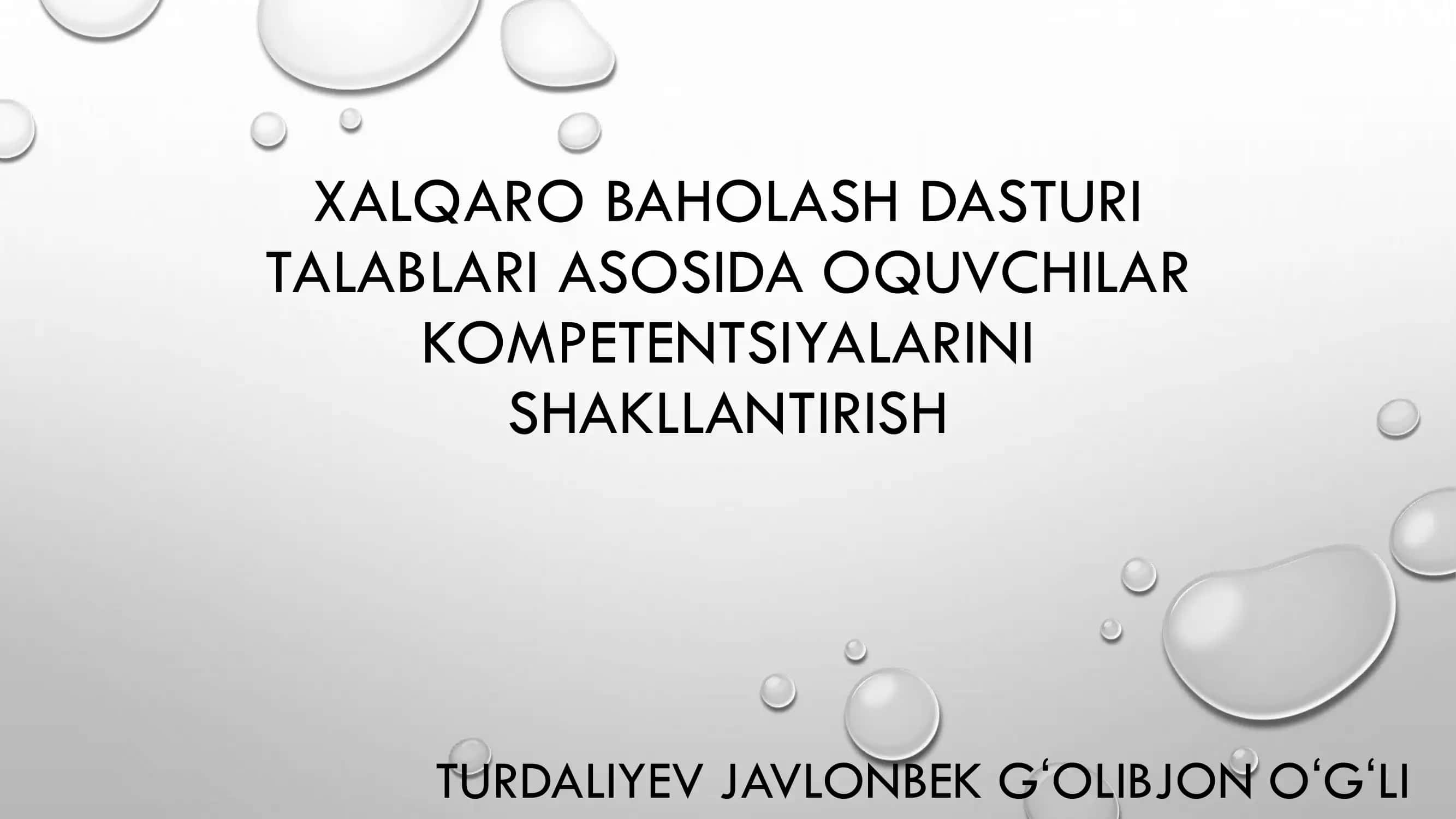 XALQARO BAHOLASH DASTURI 1