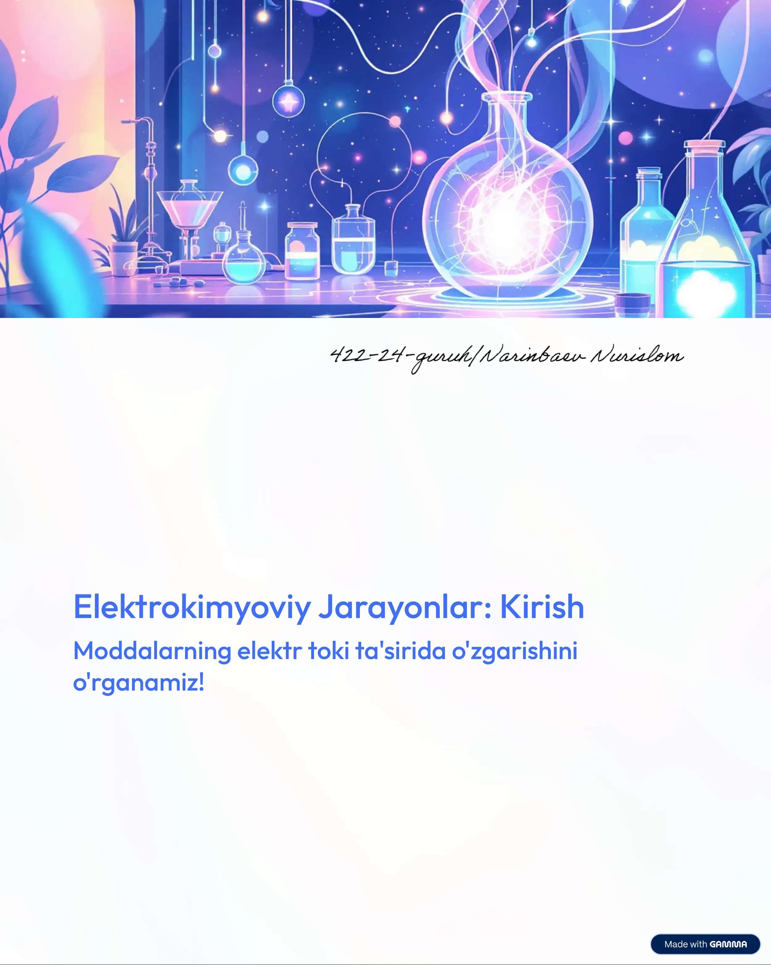 Elektrokimyoviy Jarayonlar 1