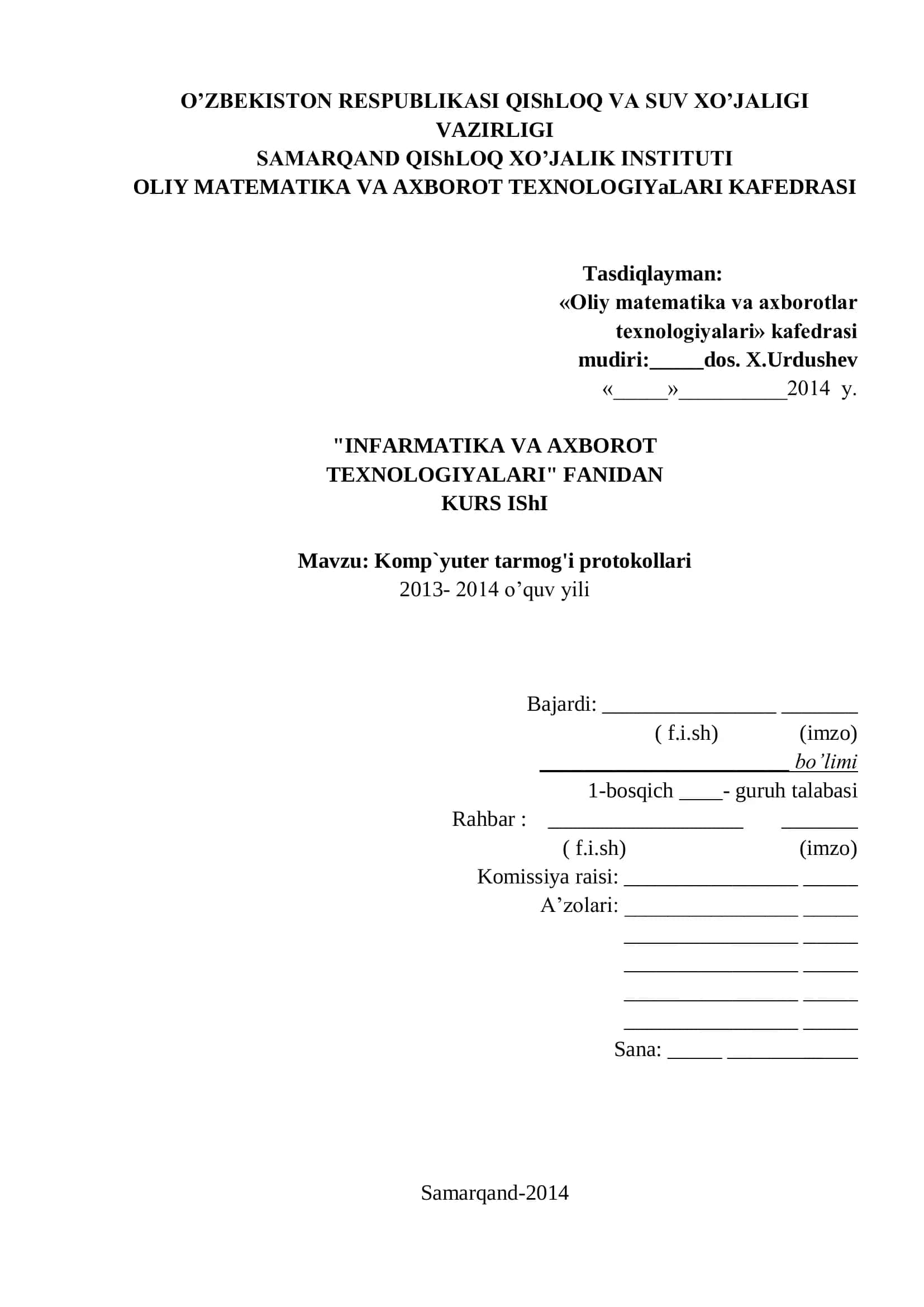 Komp`yuter tarmog'i protokollari 1