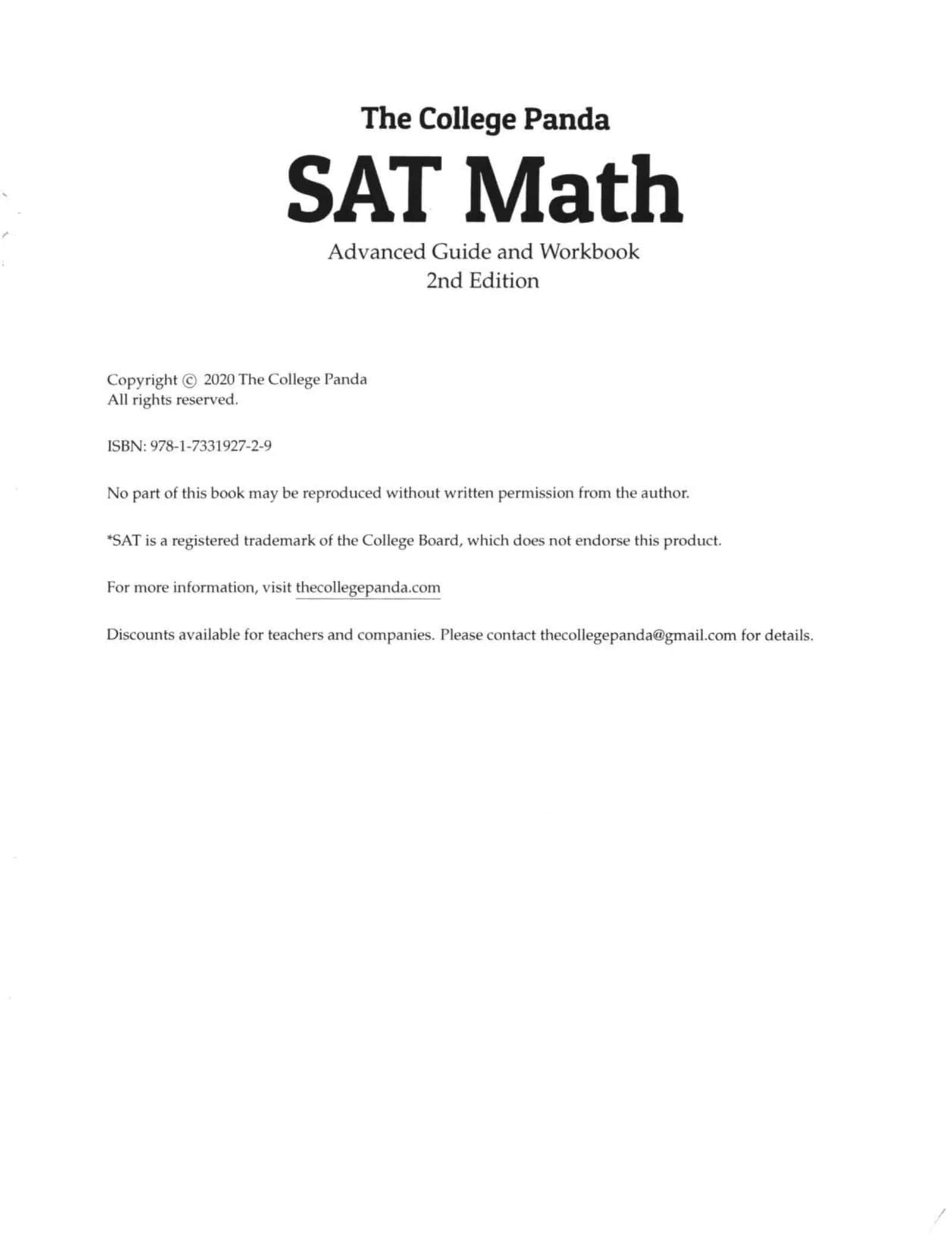 The College Panda SAT Math Advanced Guide and Workbook 2nd Edition 1