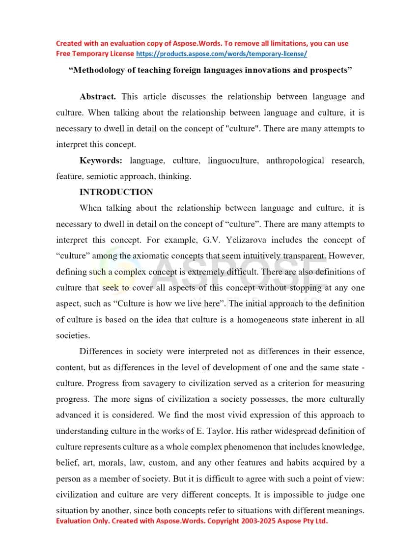 Language, culture and their interpretation 1