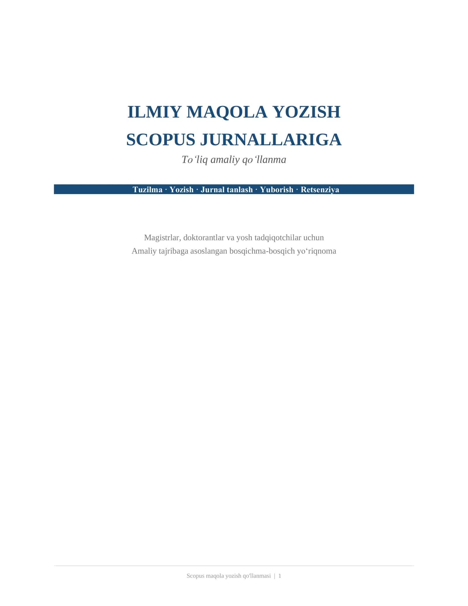 Scopus maqola yozish qo'llanma 1