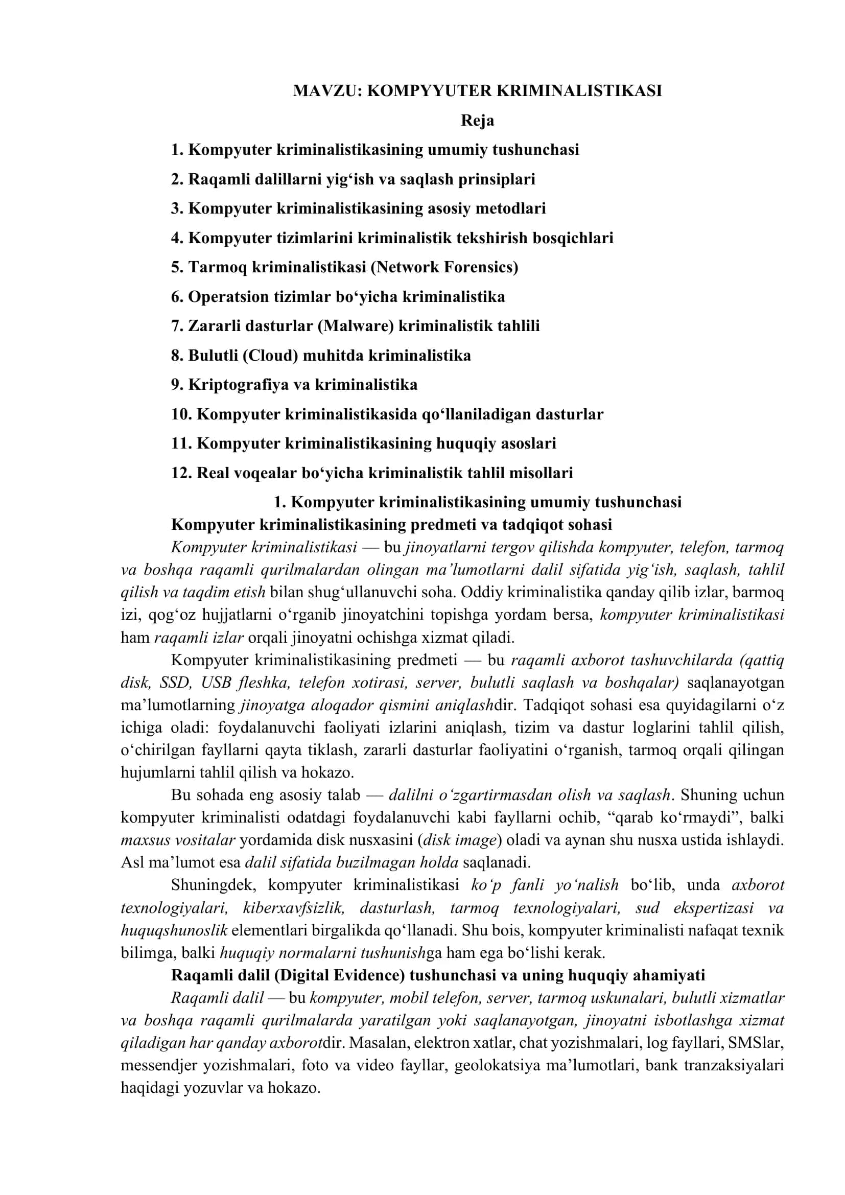 Kompyuter Kriminalistikasi 1