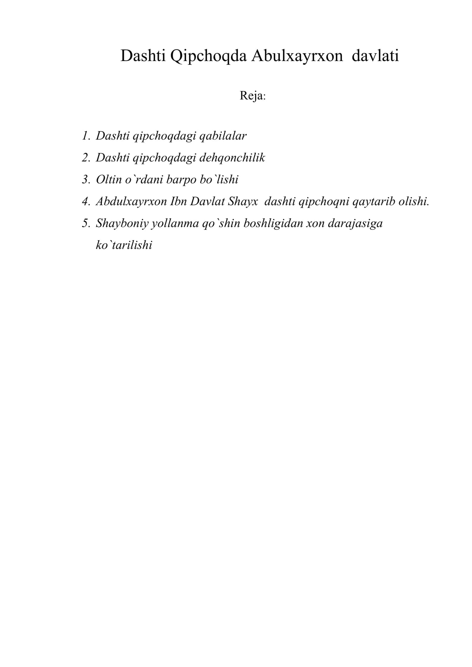 Dashti Qipchoqda Abulxayrxon davlati 1