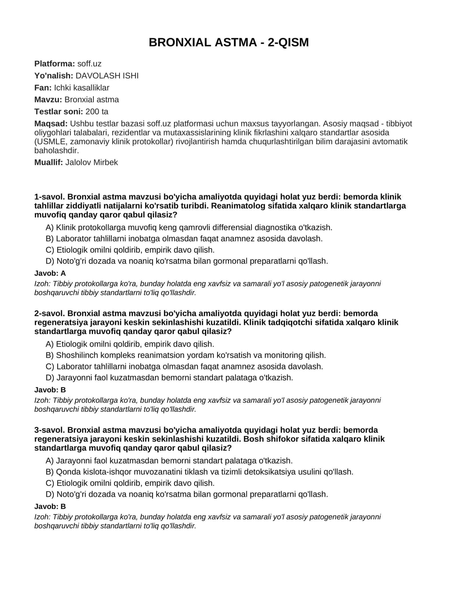 BRONXIAL ASTMA - 2-QISM 1