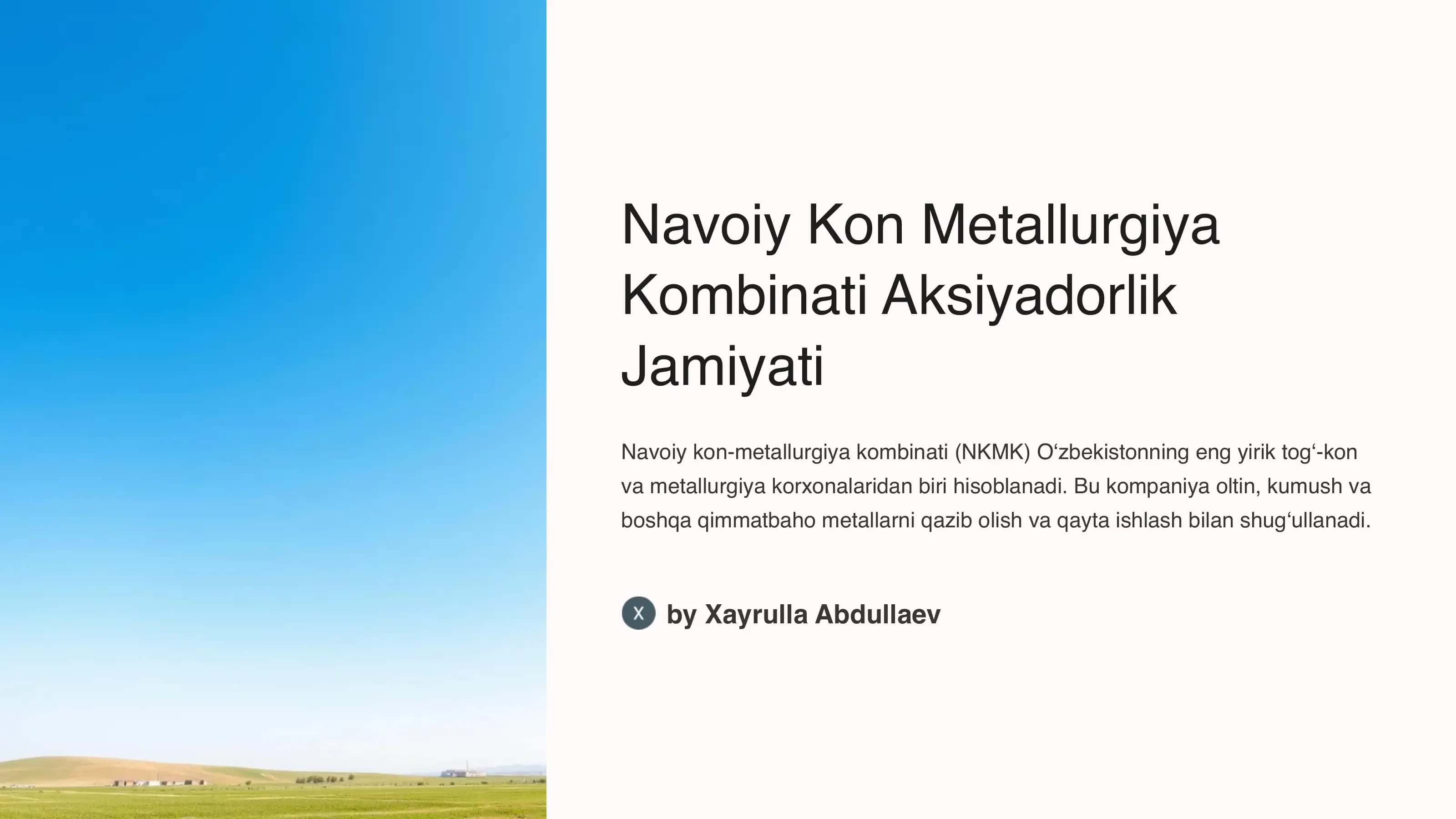 Navoiy Kon Metallurgiya 1