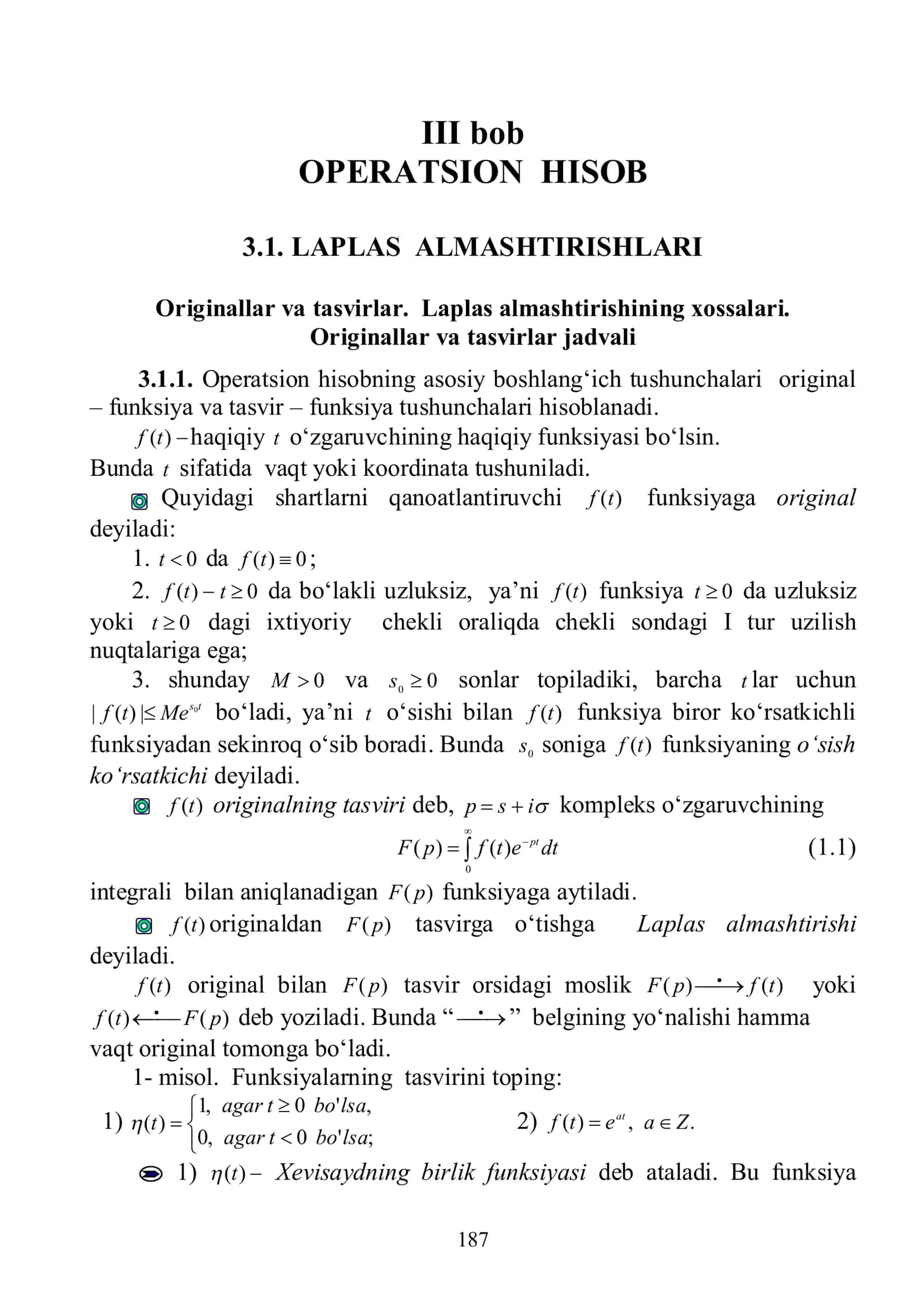 3.1. LAPLAS ALMASHTIRISHLARI 1
