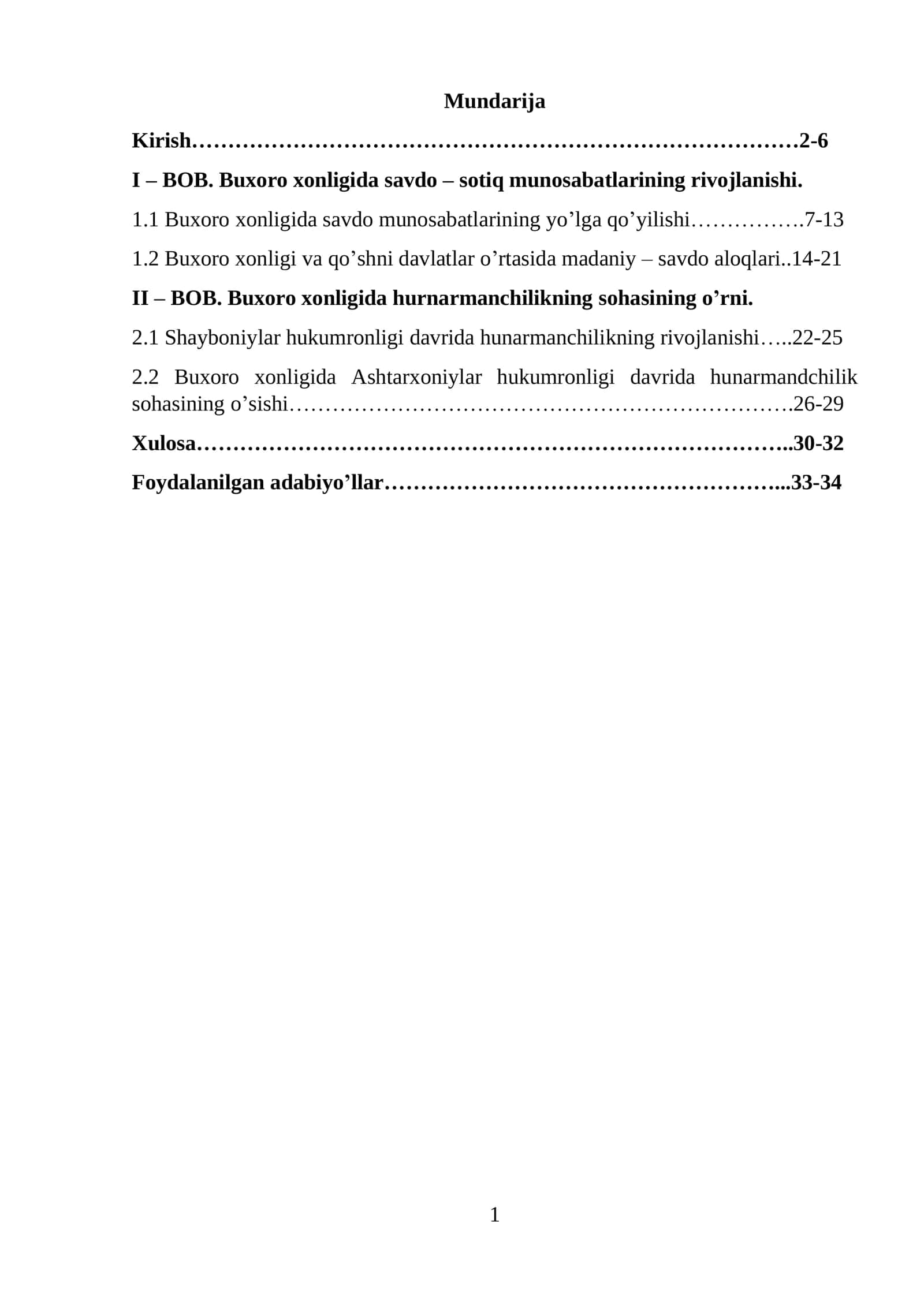 Buxoro xonligida hunarmandchilik va savdo sotiq 1
