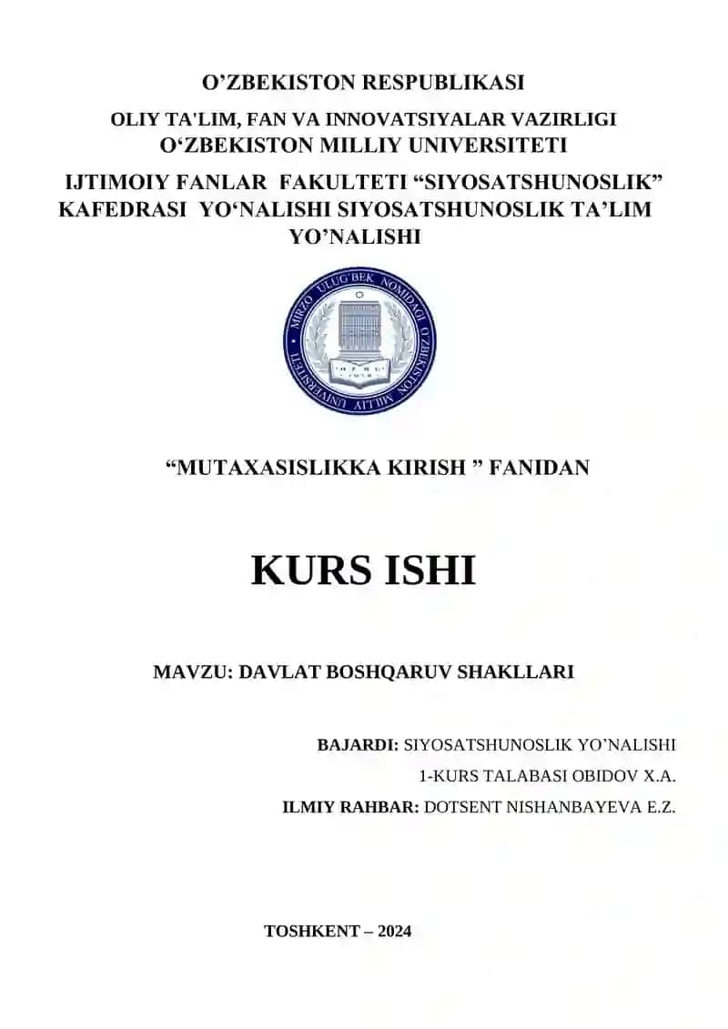 DAVLAT BOSHQARUV SHAKLLARI