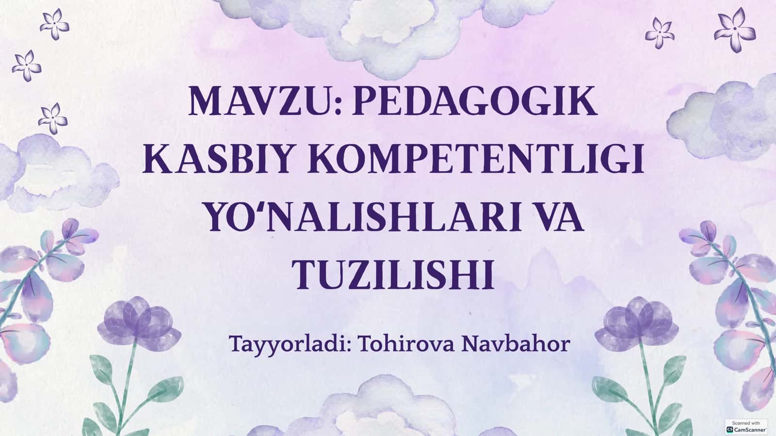 PEDAGOGIK KASBIY KOMPETENTLIGI 1