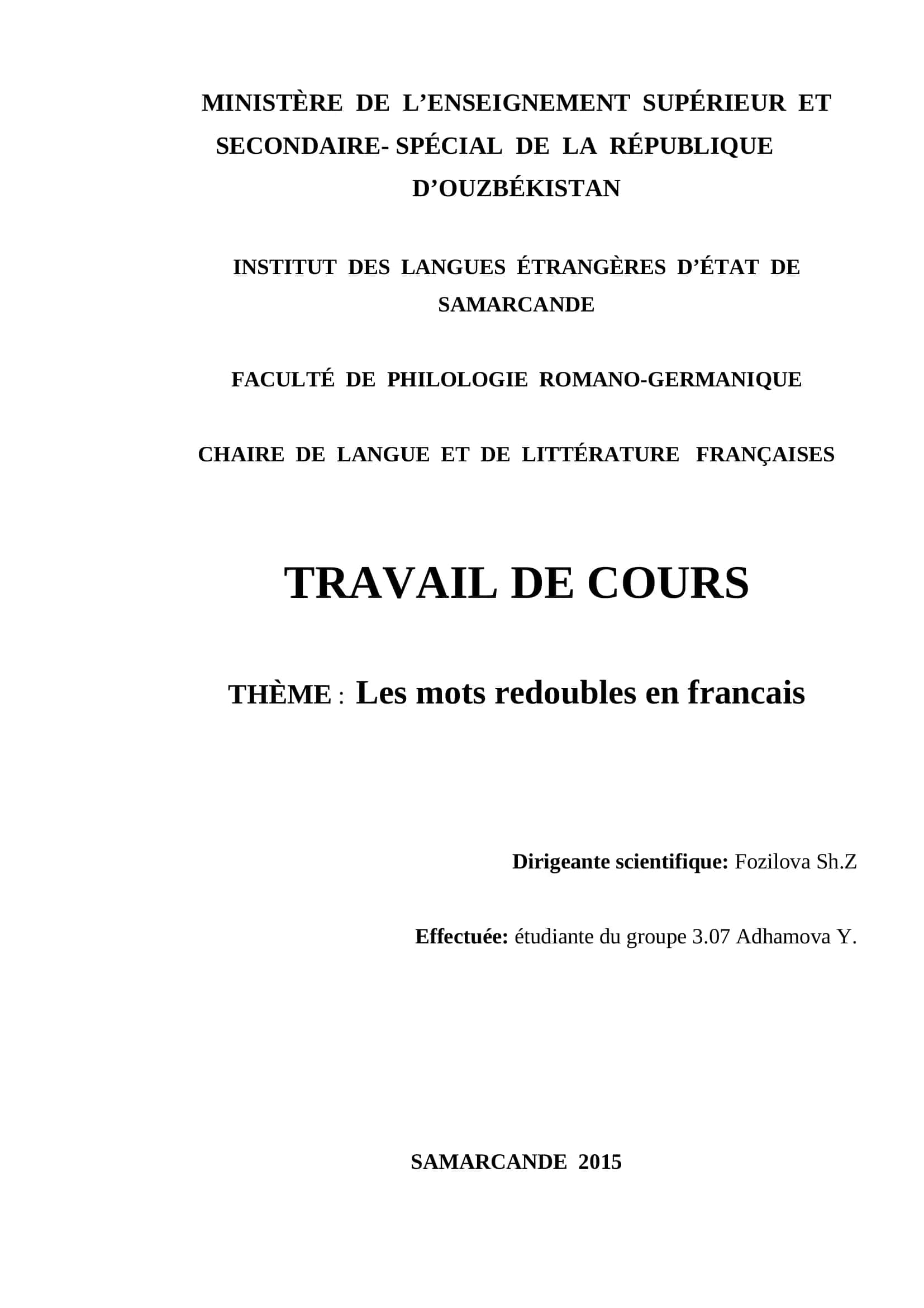 Les mots redoubles en francais 1