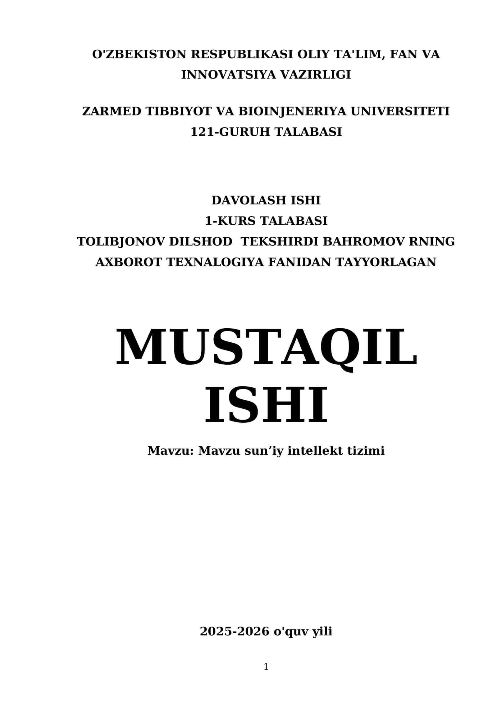 Sunʼiy intellekt tizimi 1