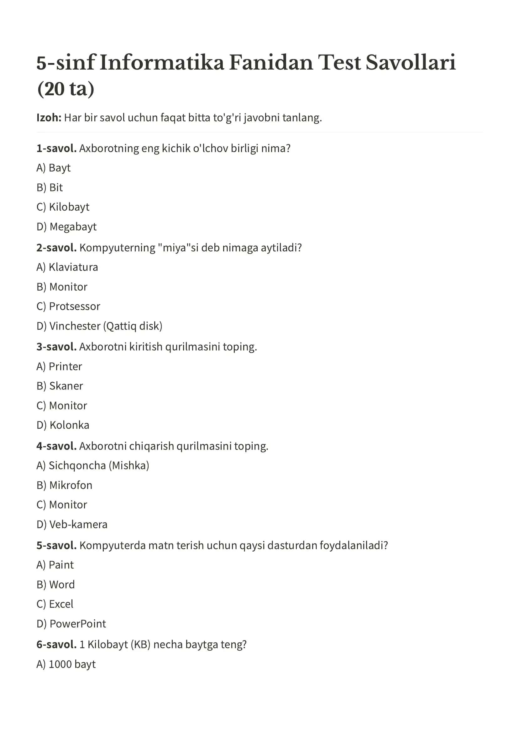 informatika test 1