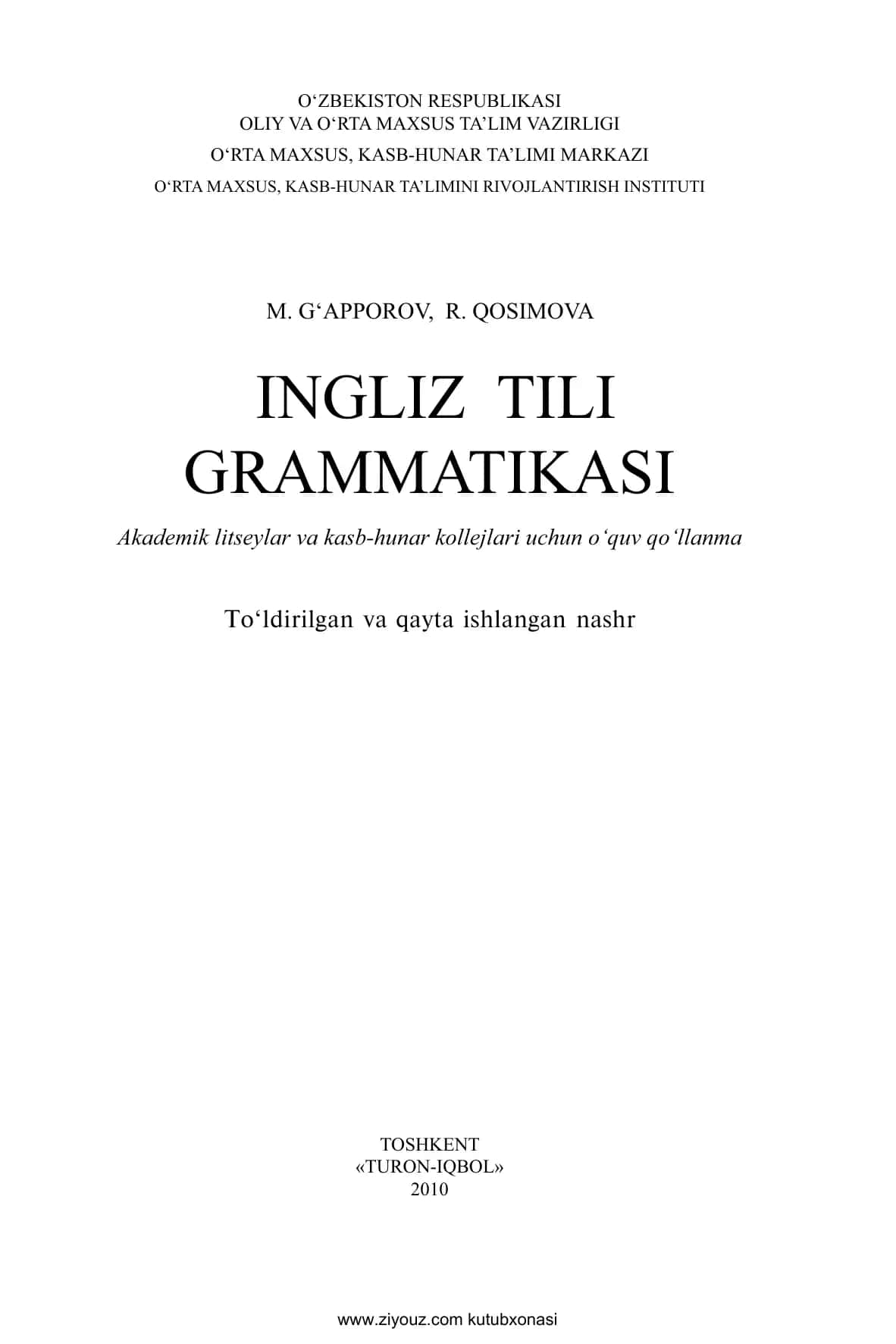 INGLIZ TILI  GRAMMATIKASI 1