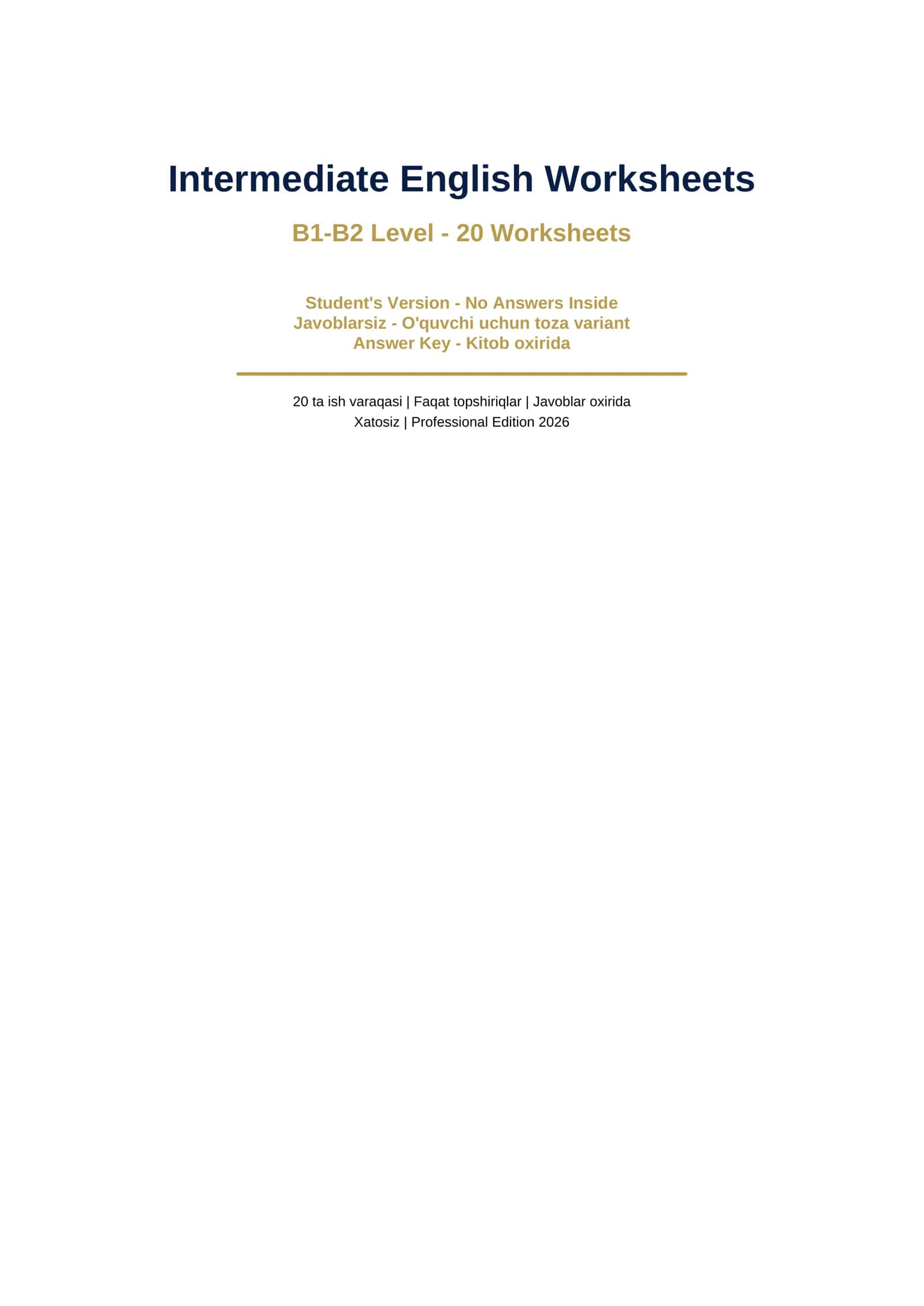 Intermediate English Worksheets (Ingiliz Tili) 1