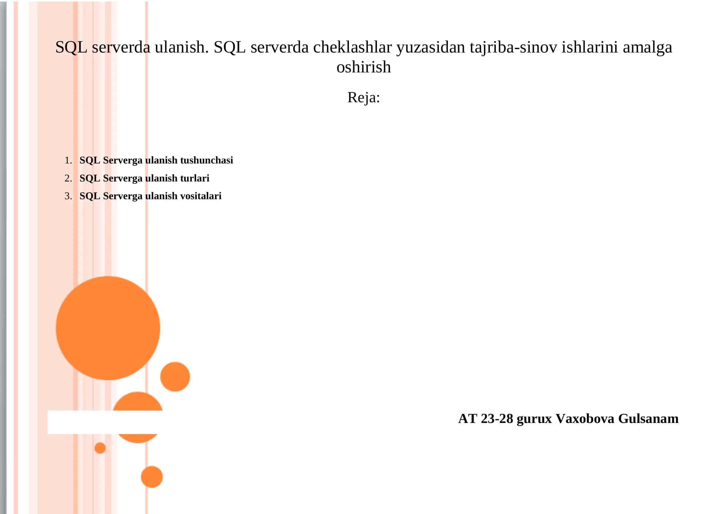 SQL Serverga Ulanish Tushunchasi 1