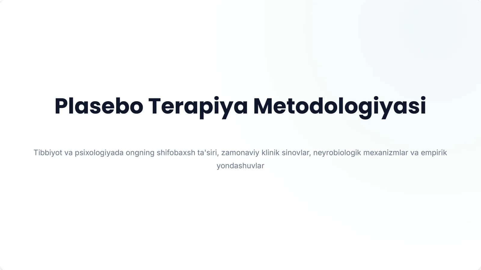 Plasebo Terapiya Metodologiyasi 1