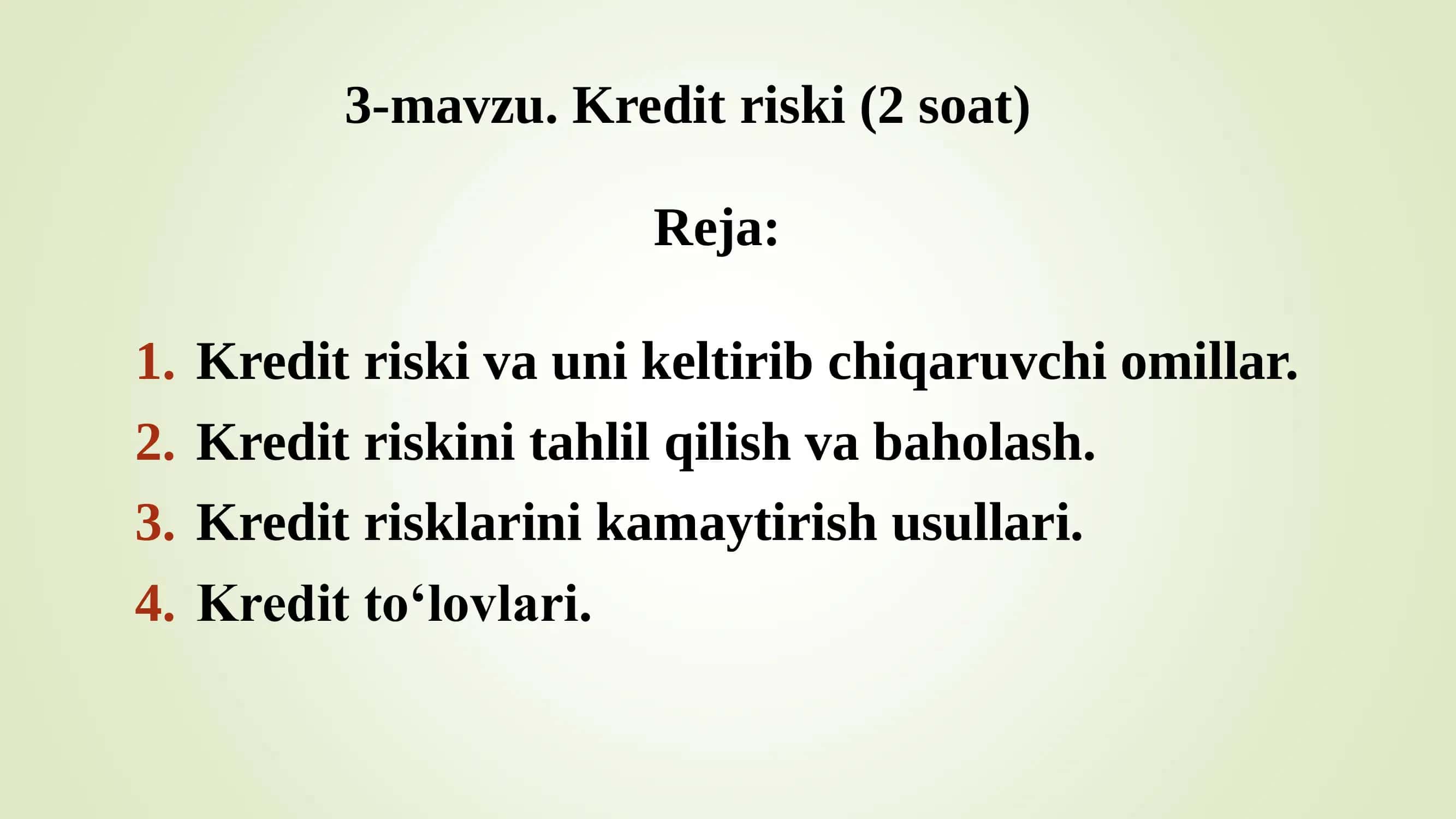 Kredit Riski va Uning Menejerlari 1
