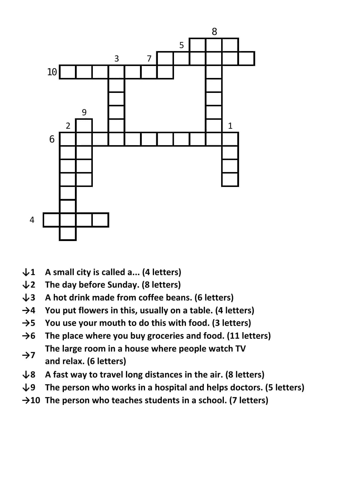 "Crossword" English Easy Level №10 1