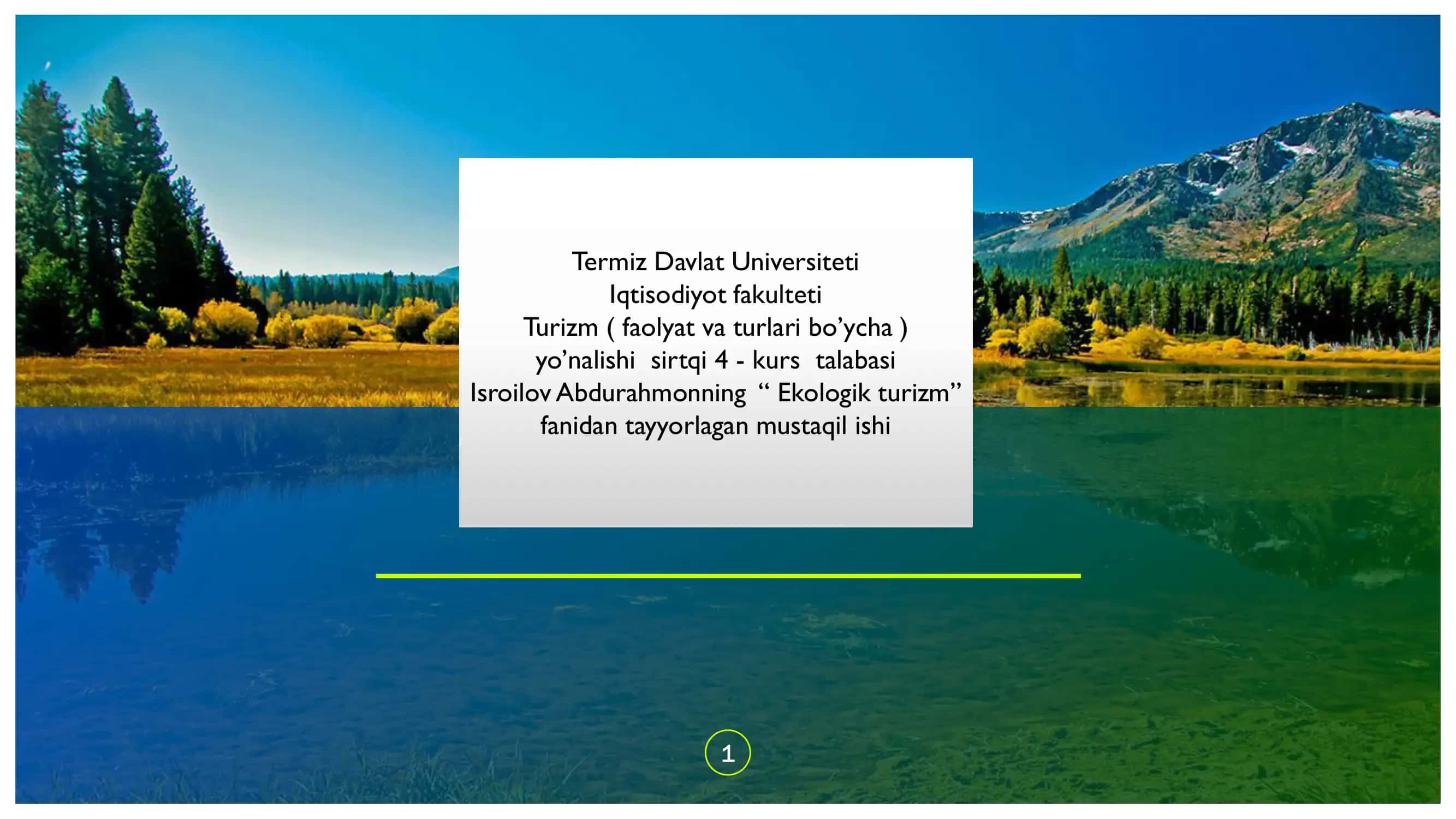 Ekologik turizm 1