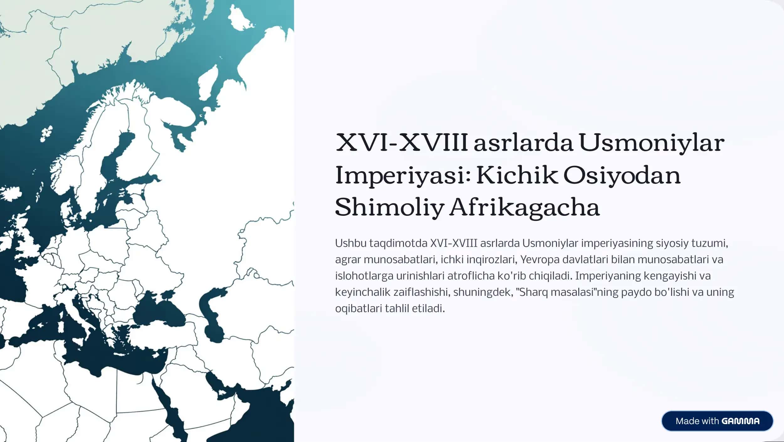 XVI-XVIII asrlarda Usmoniylar Imperiyasi 1