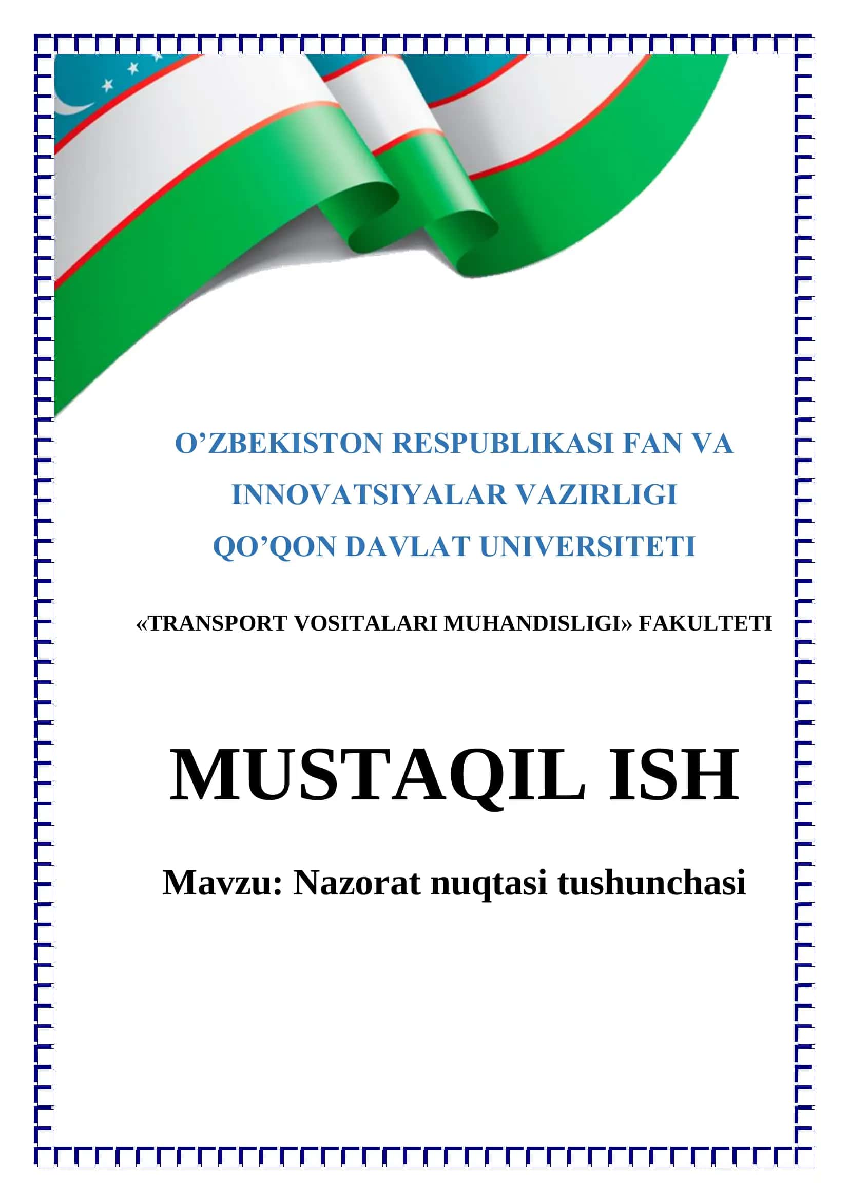 Nazorat nuqtasi tushunchasi 1